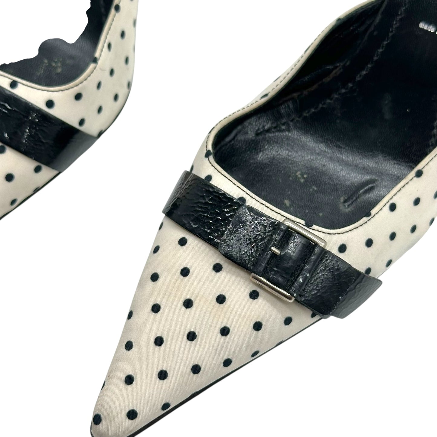Casadei Black & White Polka Dot Heeled Mules