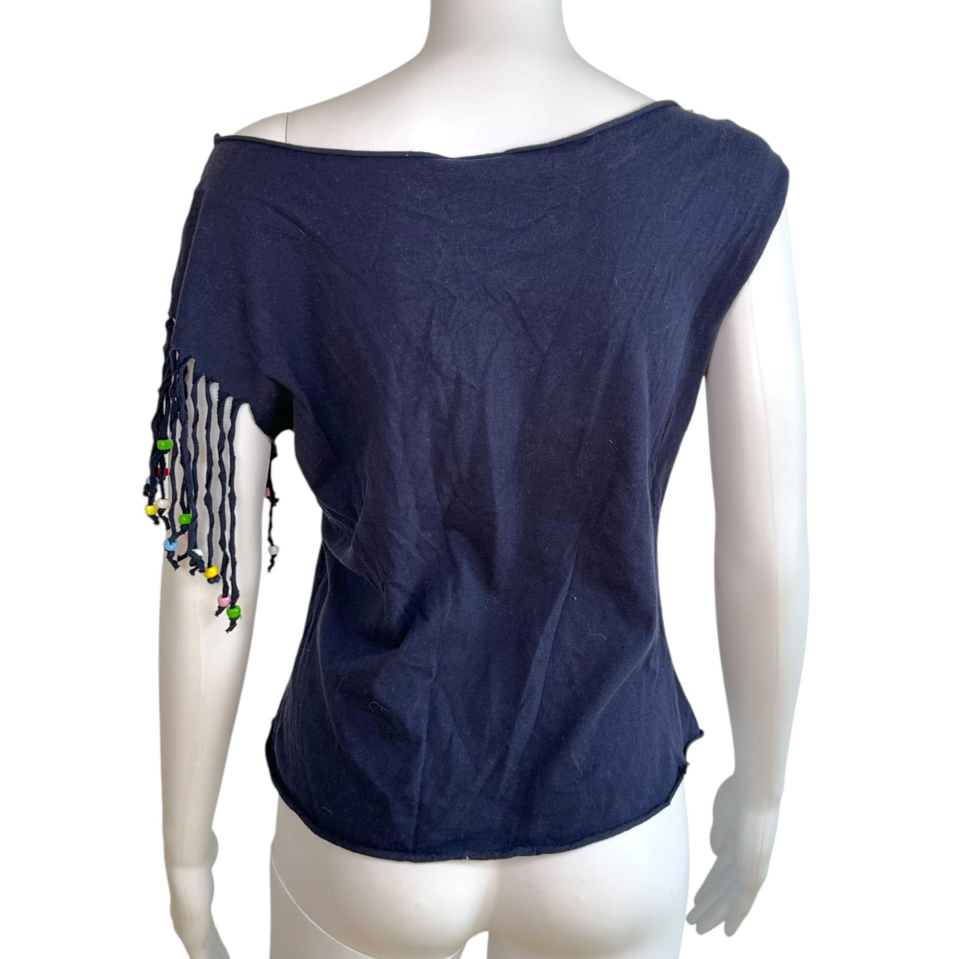 D&G Dolce & Gabbana Navy Blue Beaded Football Graphic T-Shirt