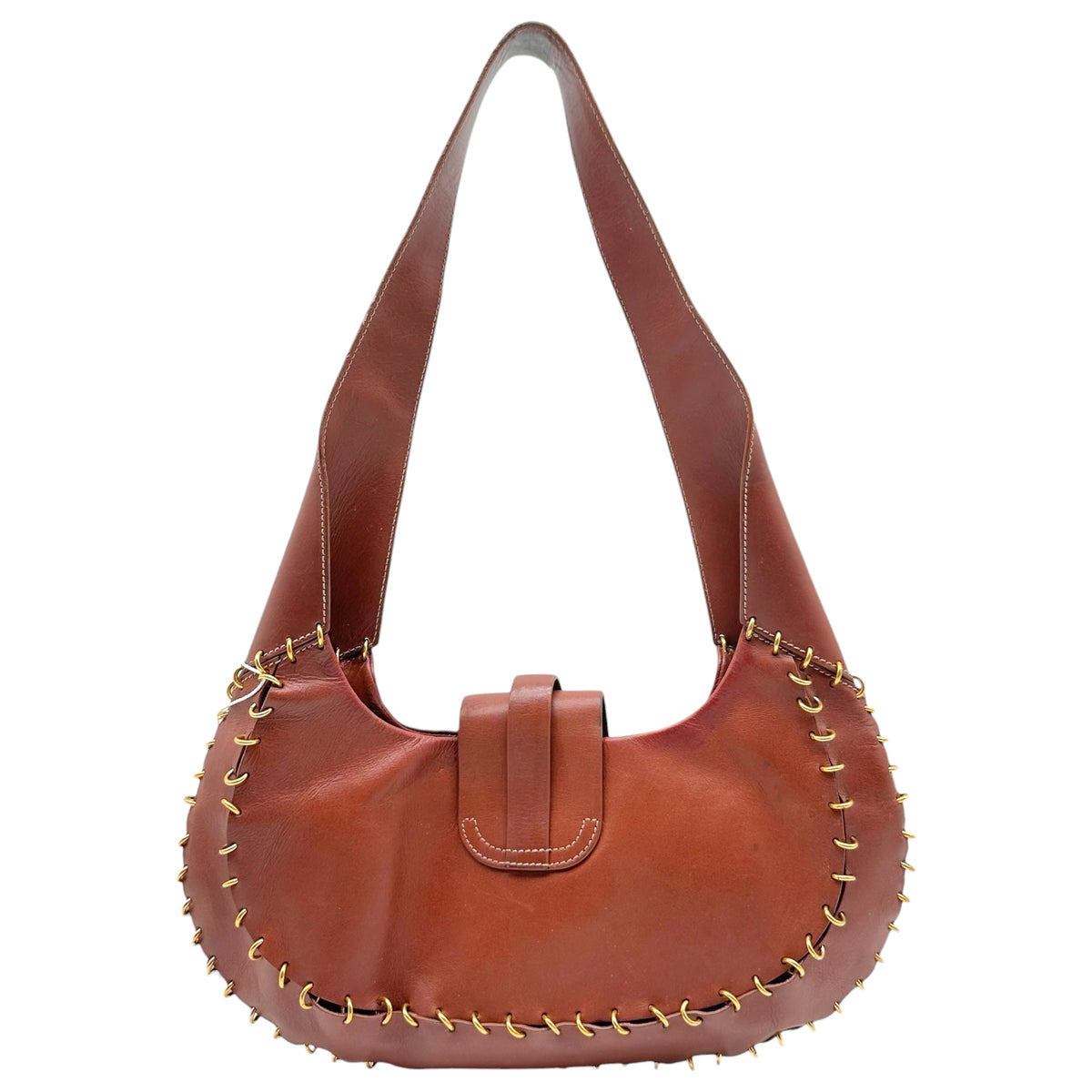 Loewe Brown Leather Small Hobo Bag with Gold Detailing