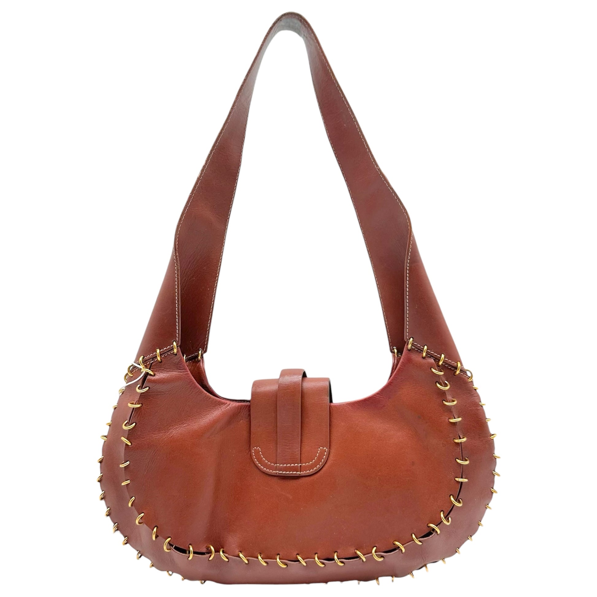 Loewe Brown Leather Small Hobo Bag with Gold Detailing