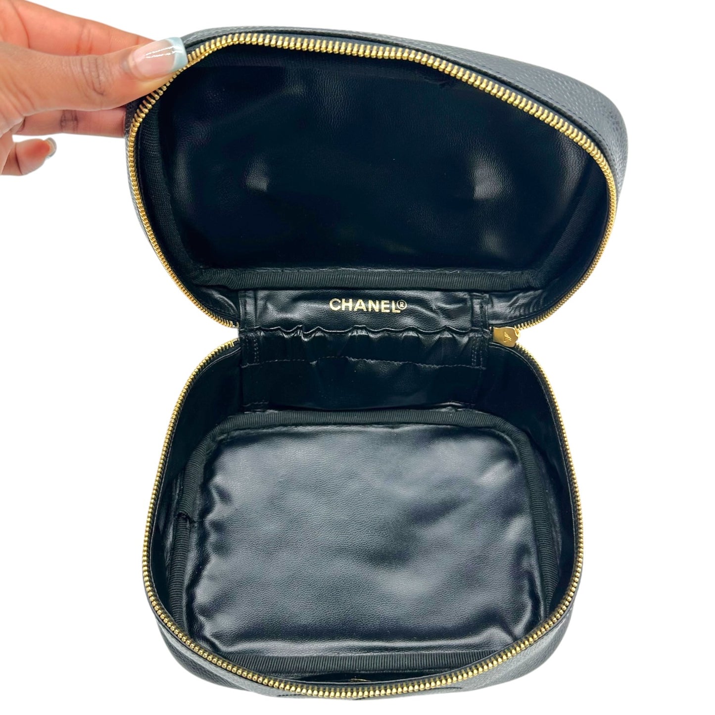 Chanel Black Caviar Leather Vanity Bag