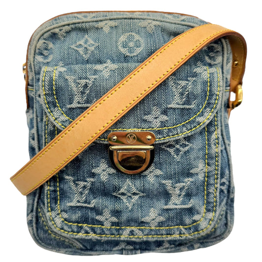 Louis Vuitton Blue Denim Monogram Crossbody Camera Bag - Outfit Repeater