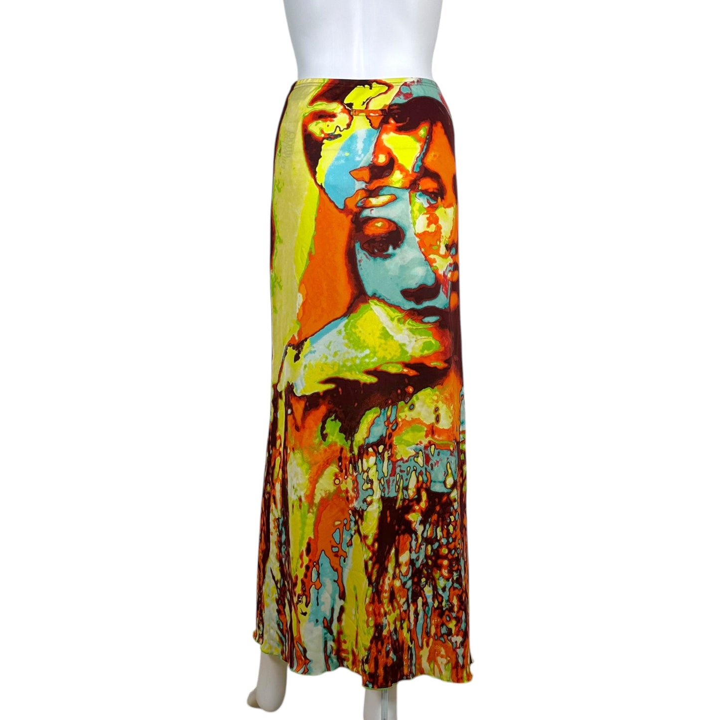 Jean Paul Gaultier Maxi Skirt Psychedelic Face Print Multicolor