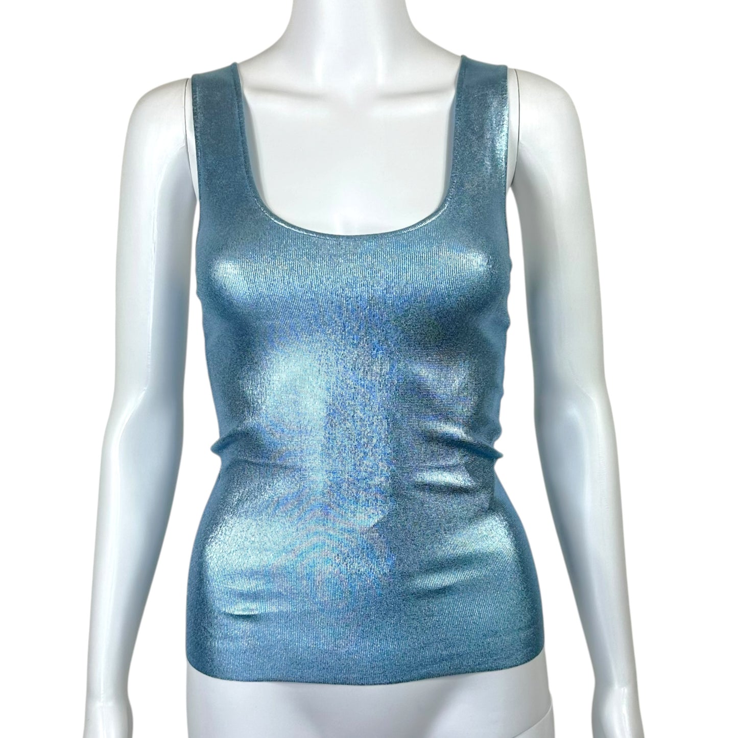 Tom Ford 2021 Light Blue Metallic Knit Tank Top