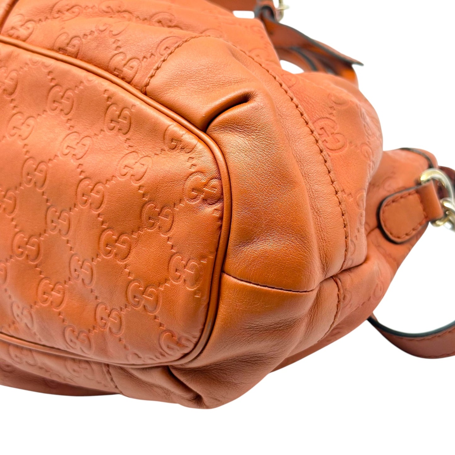 Gucci Orange Embossed Monogram Sukey Tote Bag