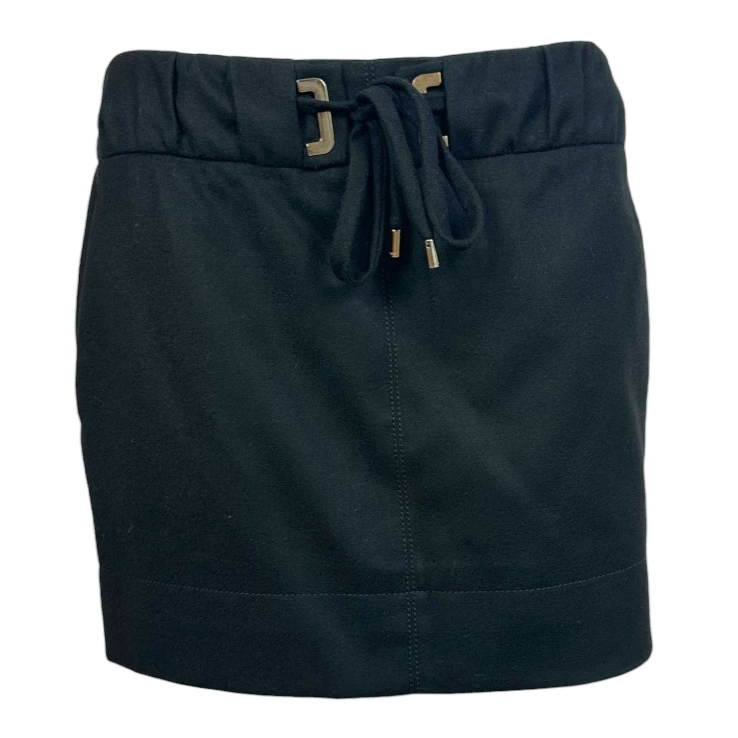 Gucci Black Wool Drawstring Waist Mini Skirt