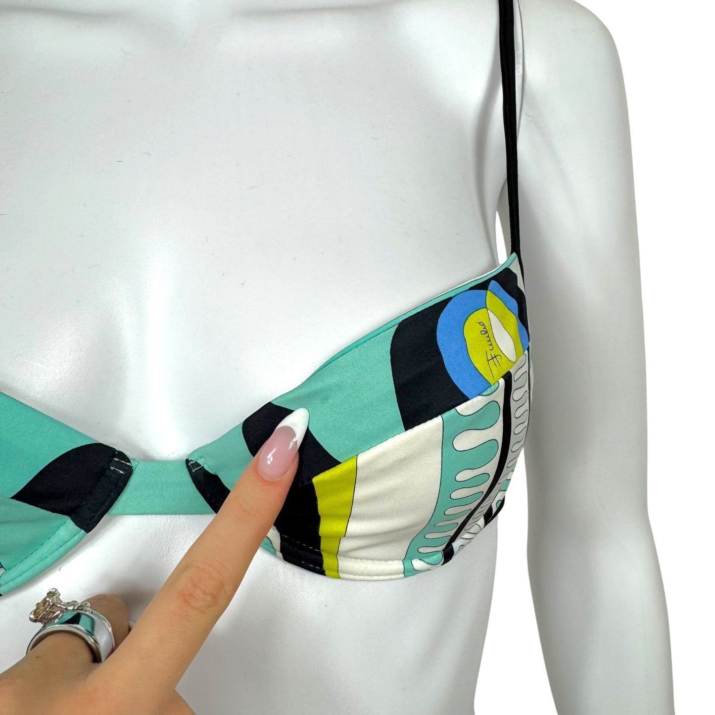 Emilio Pucci Blue & Green Printed Bikini & Micro Short Set