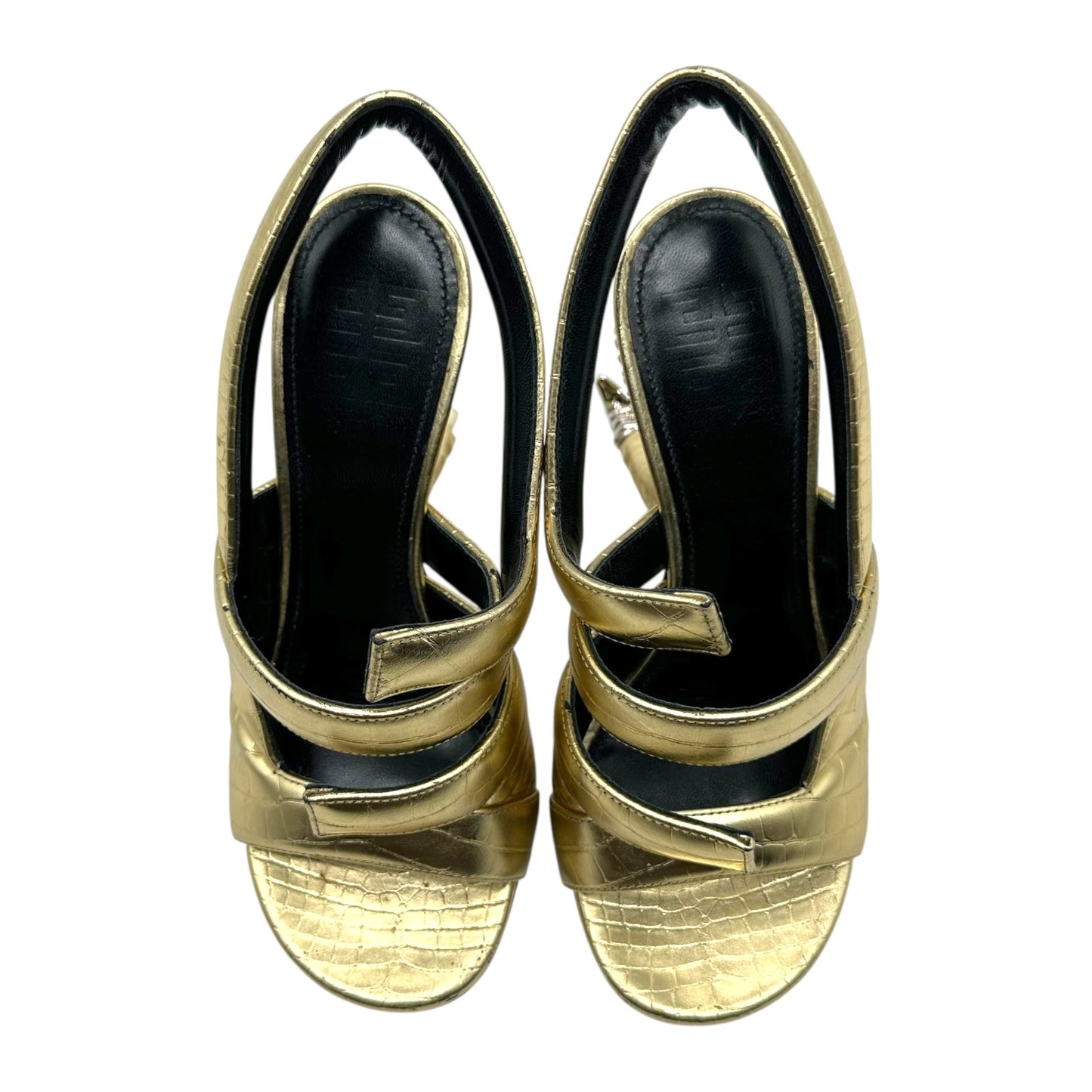 Givenchy Gold Croc Embossed Horn Heels