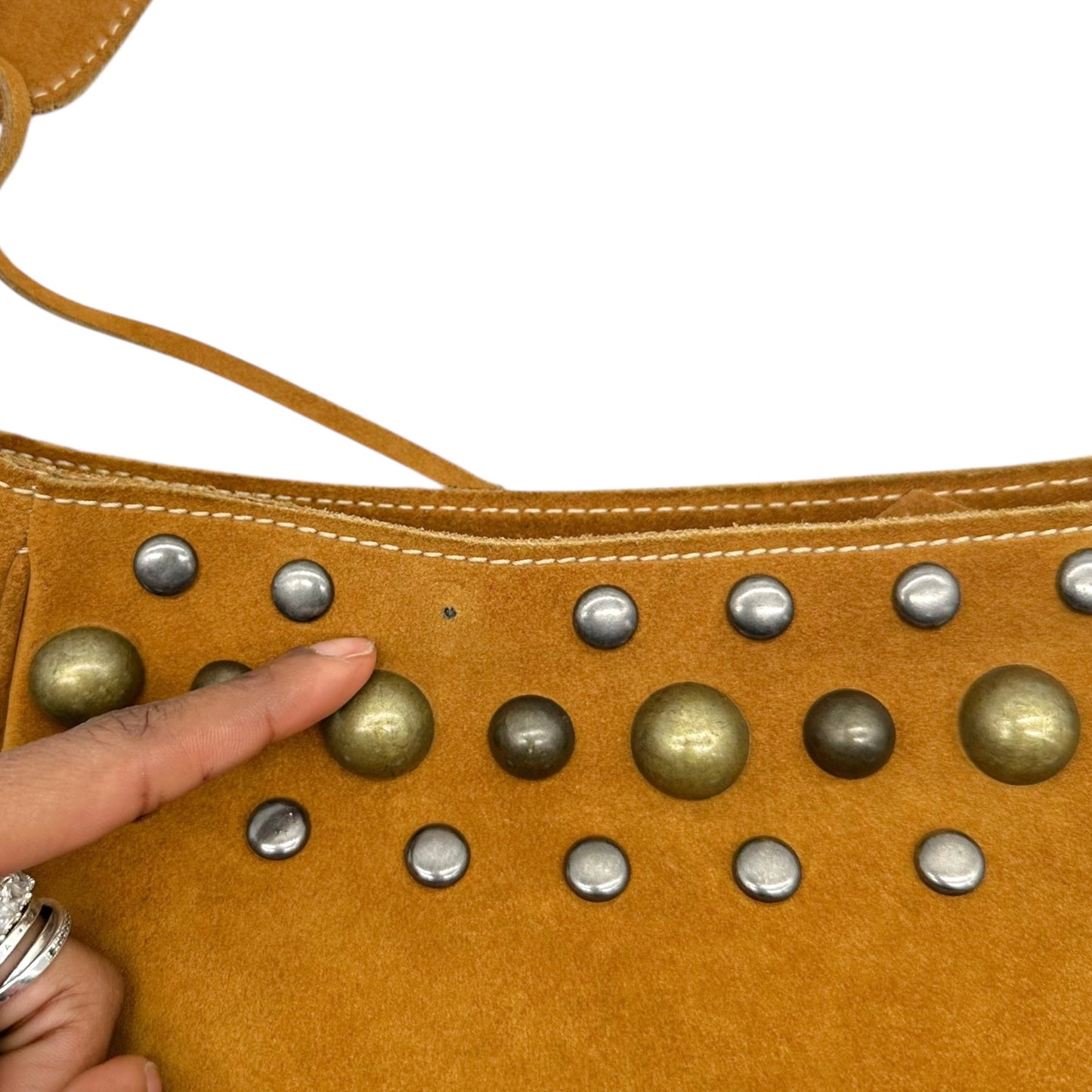Dolce & Gabbana Tan Suede Studded Hobo Bag - Outfit Repeater