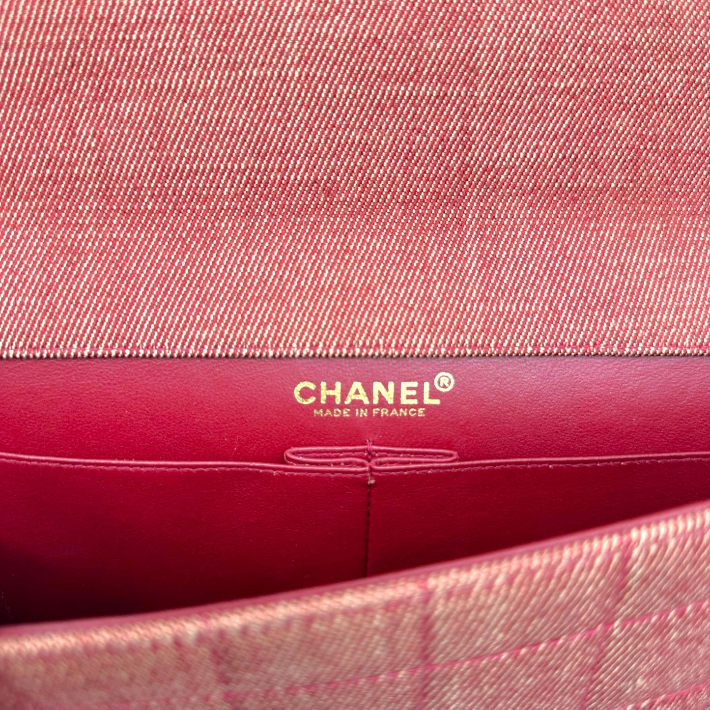 Chanel Red Denim Chocolate Bar WOC Shoulder Bag 2002-03