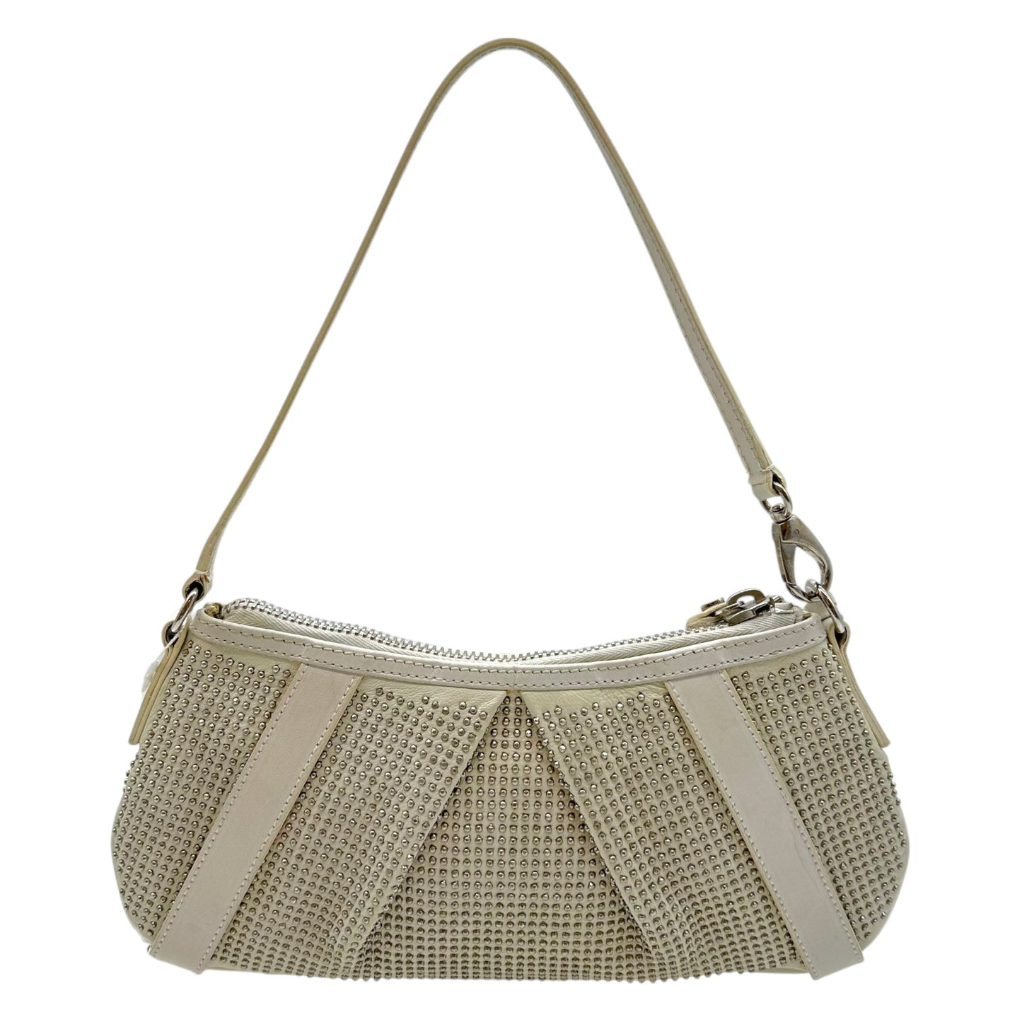 Burberry White Leather Silver Studded Shoulder Bag - Outfit Repeater