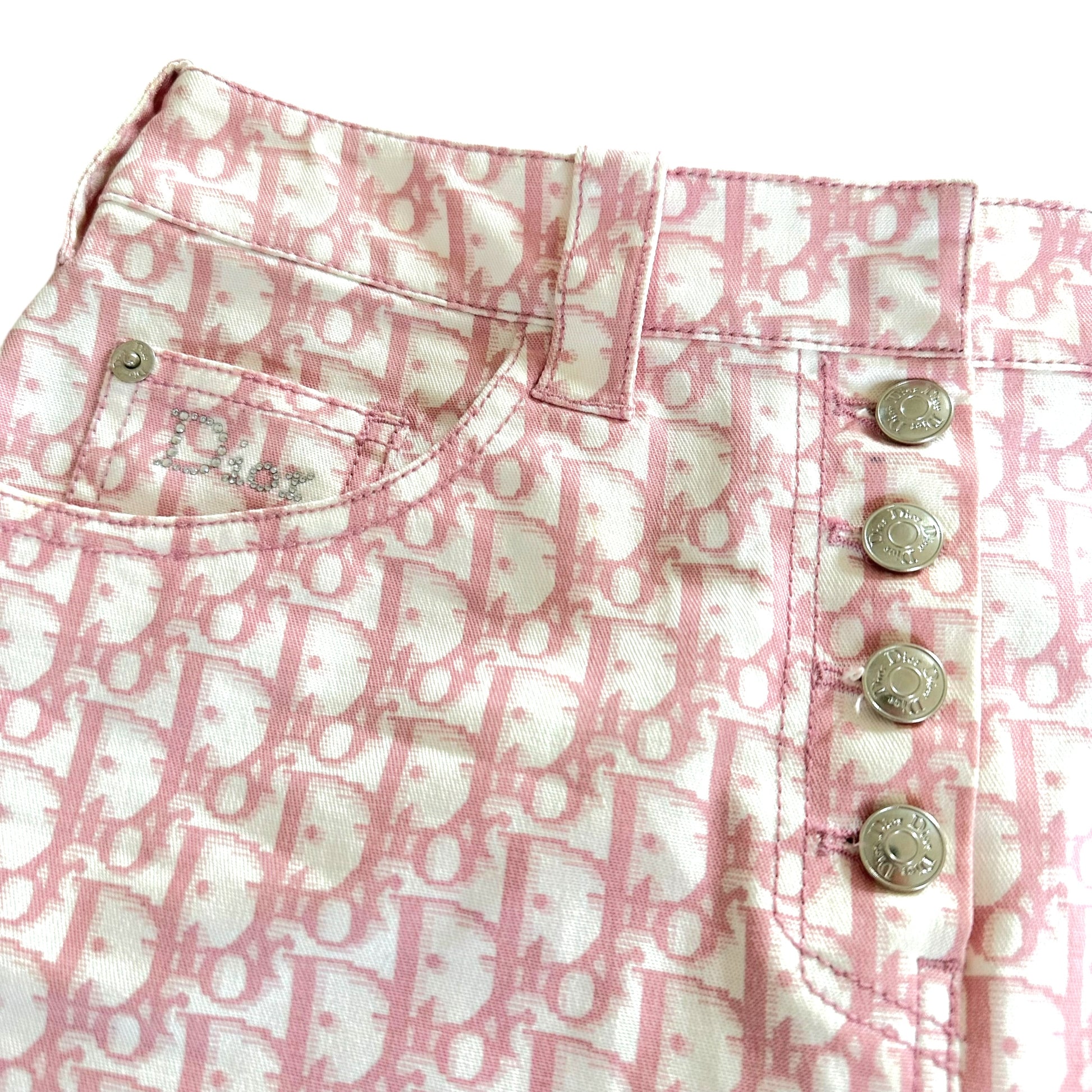 Christian Dior S/S 2004 Pink Trotter Monogram Midi Skirt - Outfit Repeater