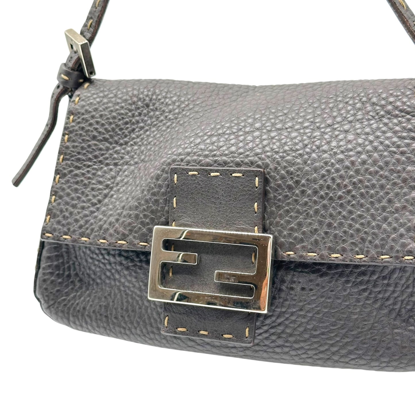 Fendi Brown Leather Selleria Mini Mama Baguette