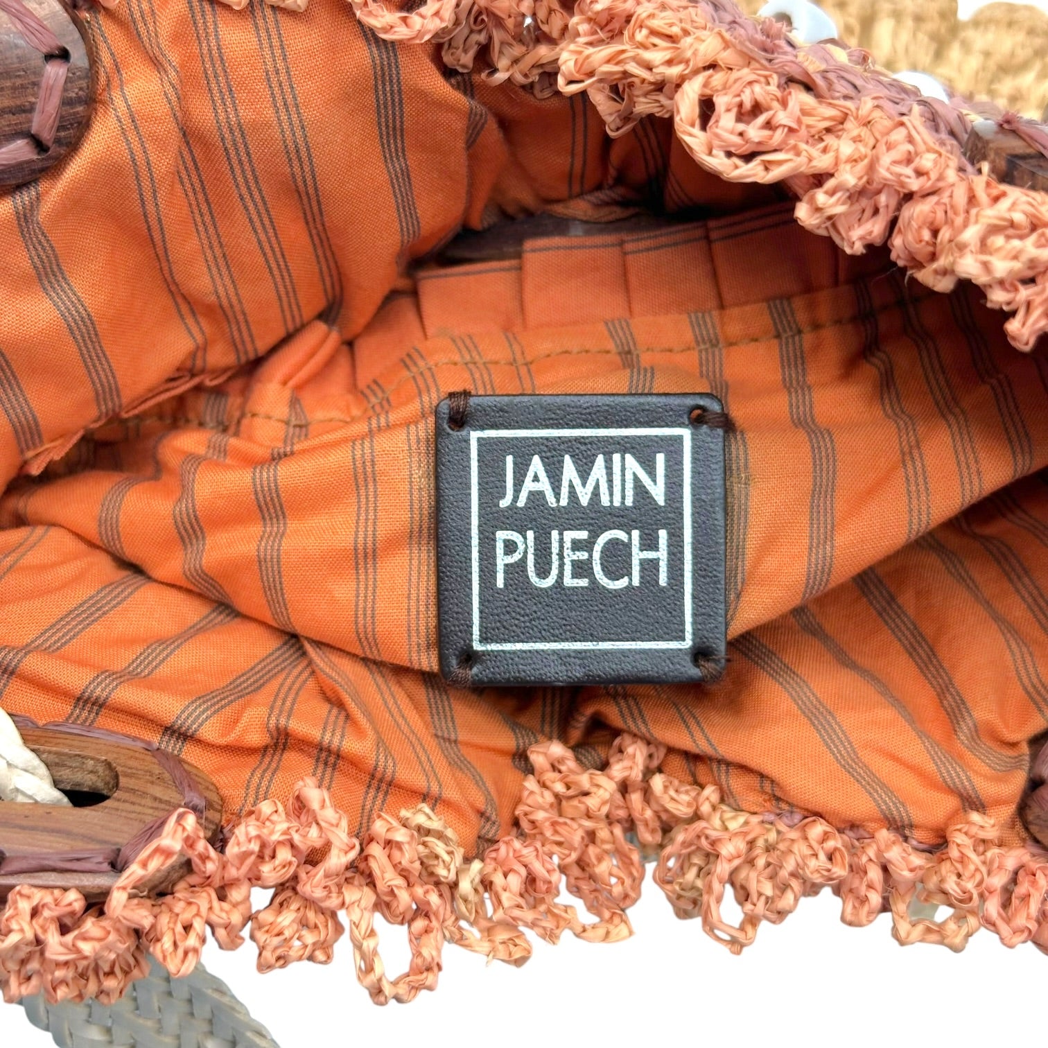 Jamin Peuch Beaded Raffia Bag Brown Terracotta