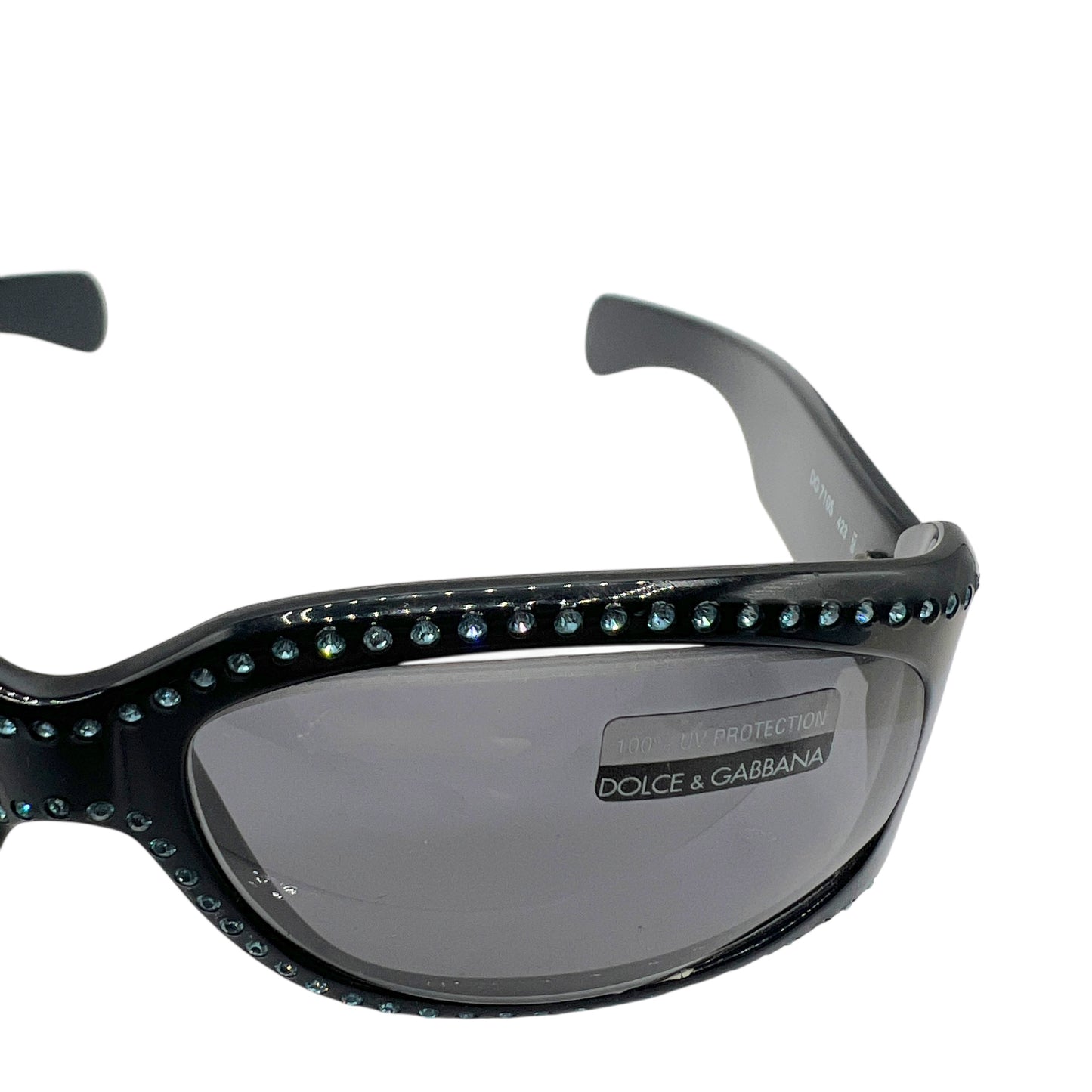 Dolce & Gabbana DG710S Black & Light Blue Crystal Embellished Oval Sunglasses