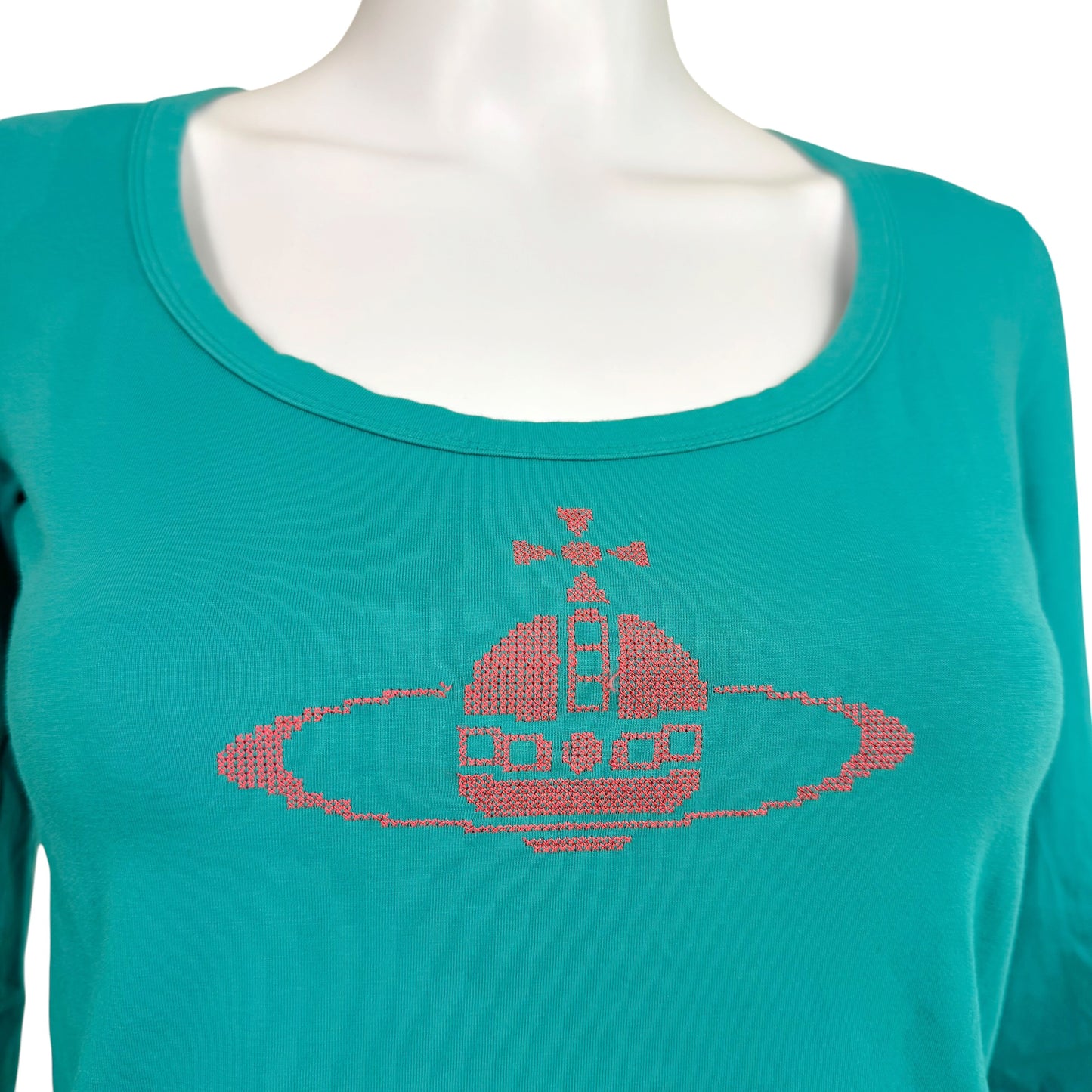 Vivienne Westwood Turquoise Embroidered Orb Logo T-Shirt