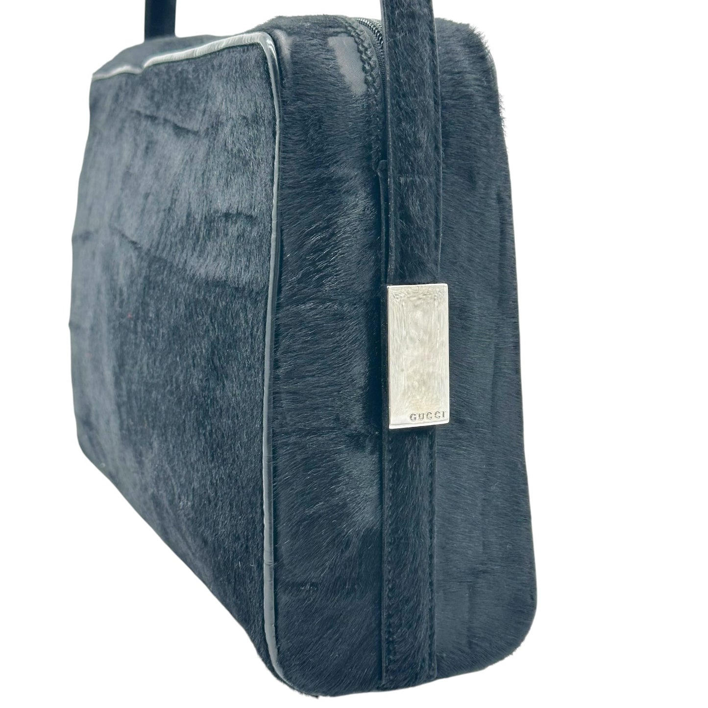Gucci Shoulder Bag Black Ponyhair Rectangle Design