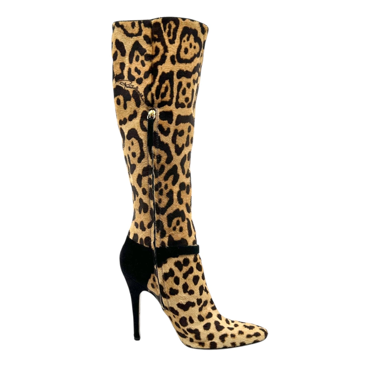 Roberto Cavalli Leopard Print Ponyhair Heeled Boots