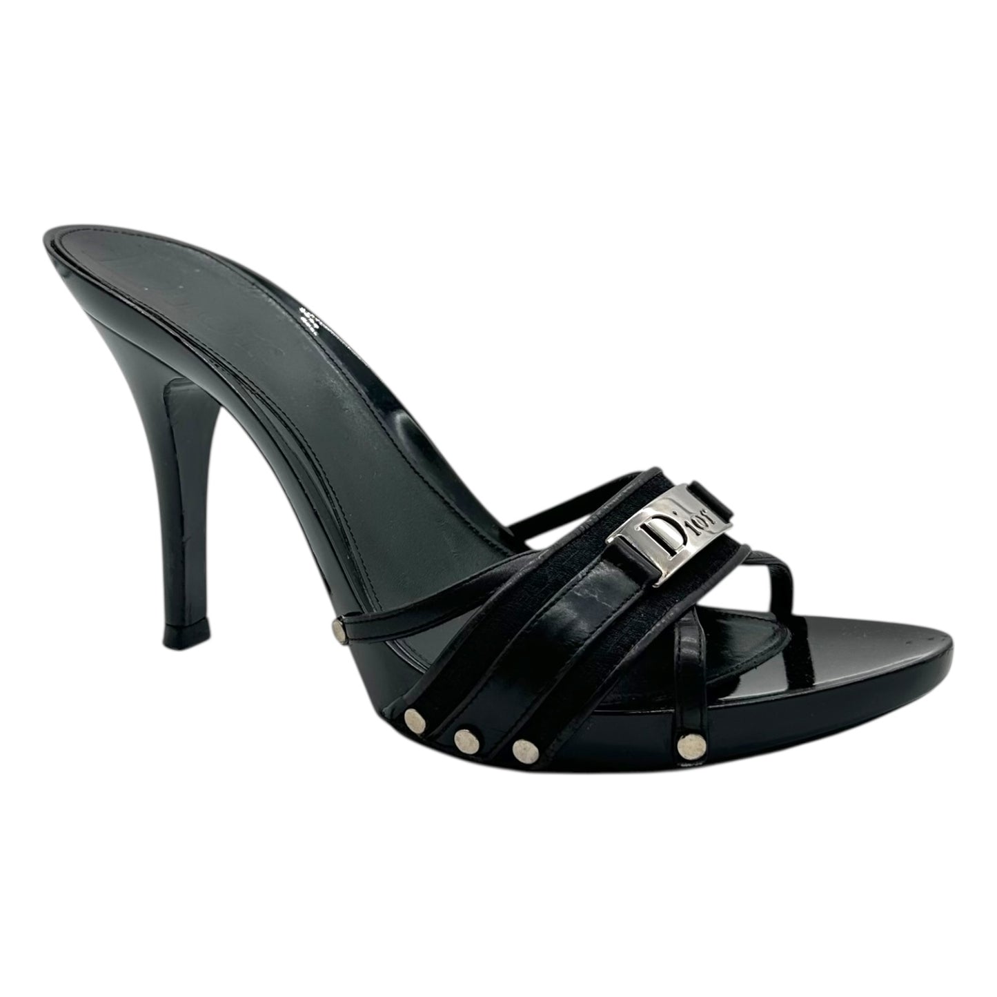 Christian Dior Black Studded Street Chic Mule Heels