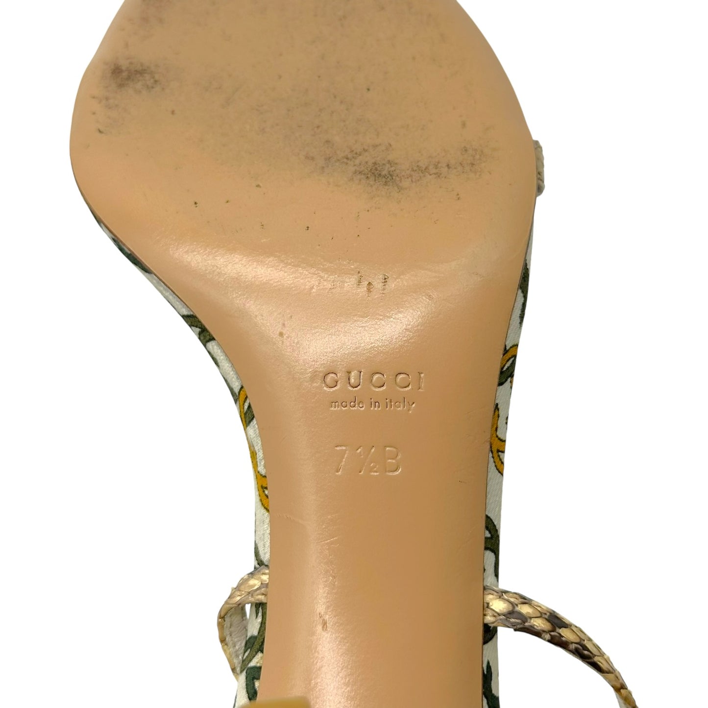 Gucci Python & Green Monogram Logo Charm Heels