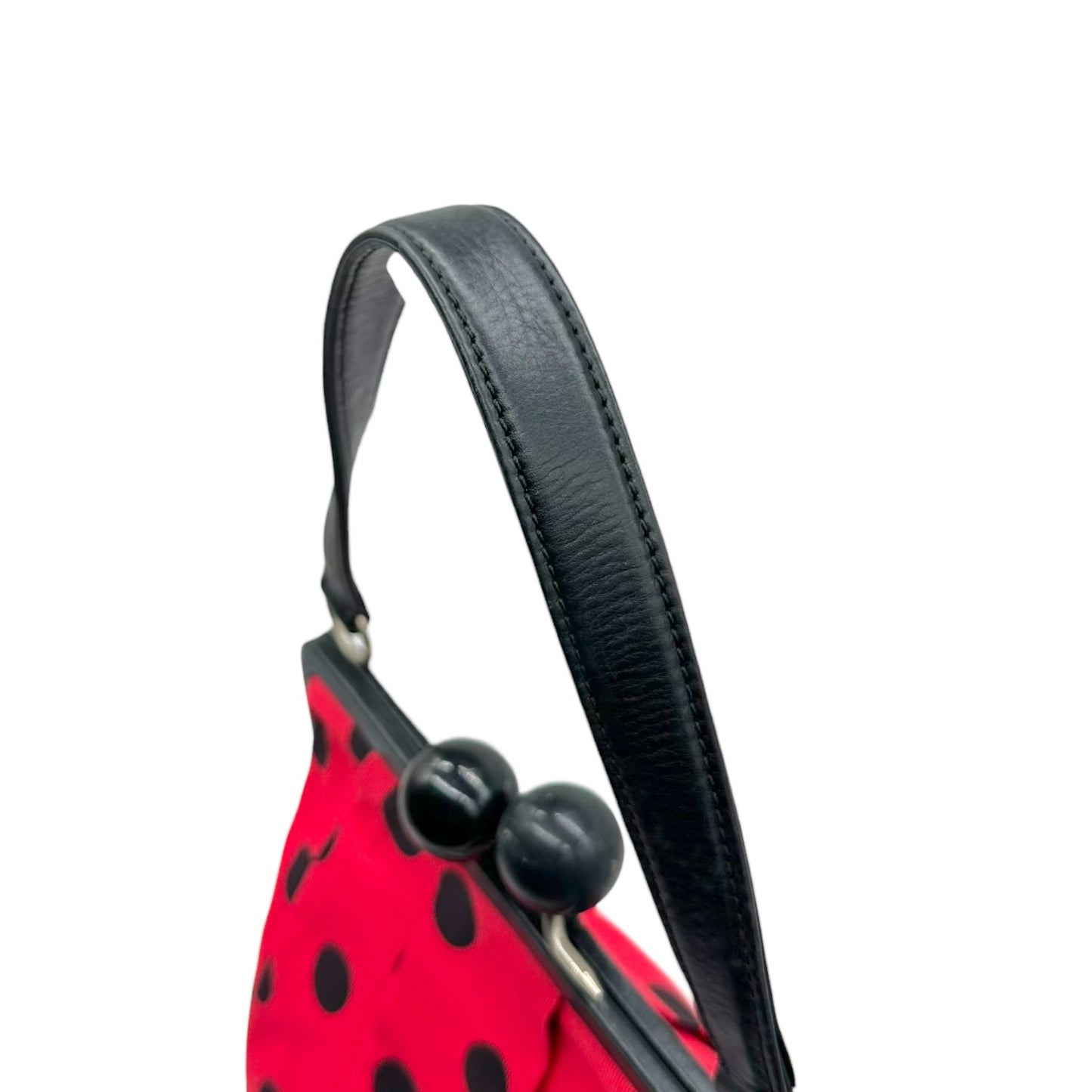 Moschino Red Black Polka Dot Kisslock Handbag