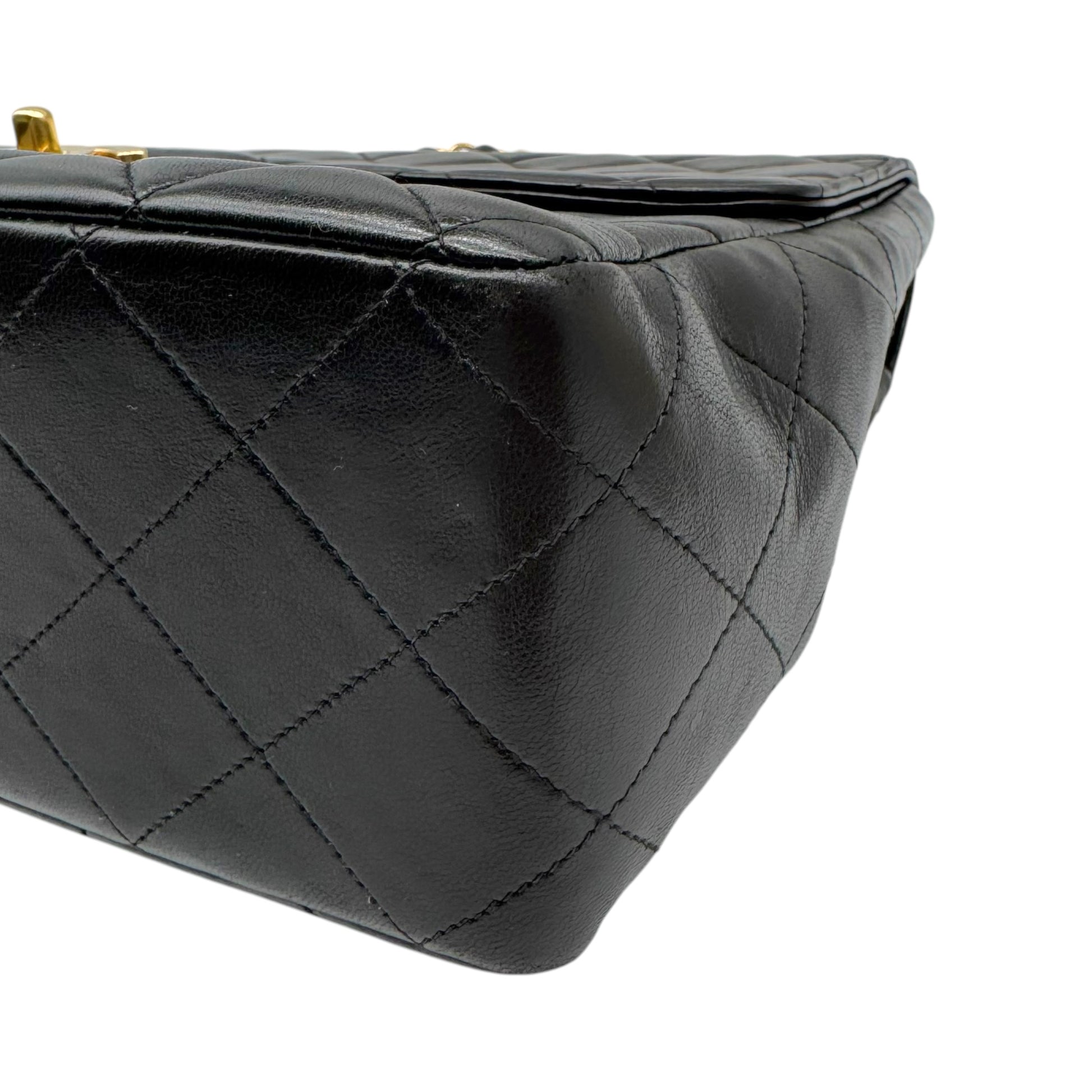Chanel Black Lambskin Matelasse Jumbo Classic Flap Bag