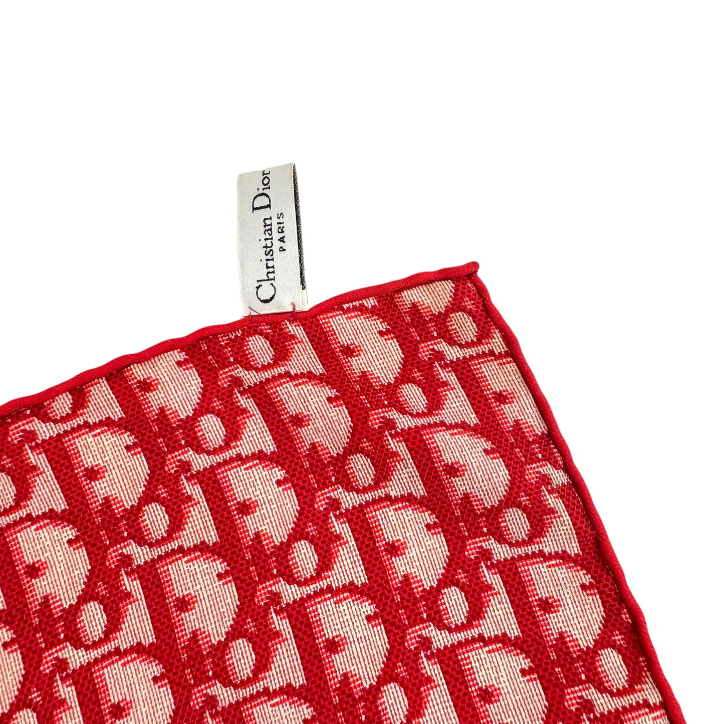 Christian Dior Red Trotter Monogram Print Square Silk Scarf