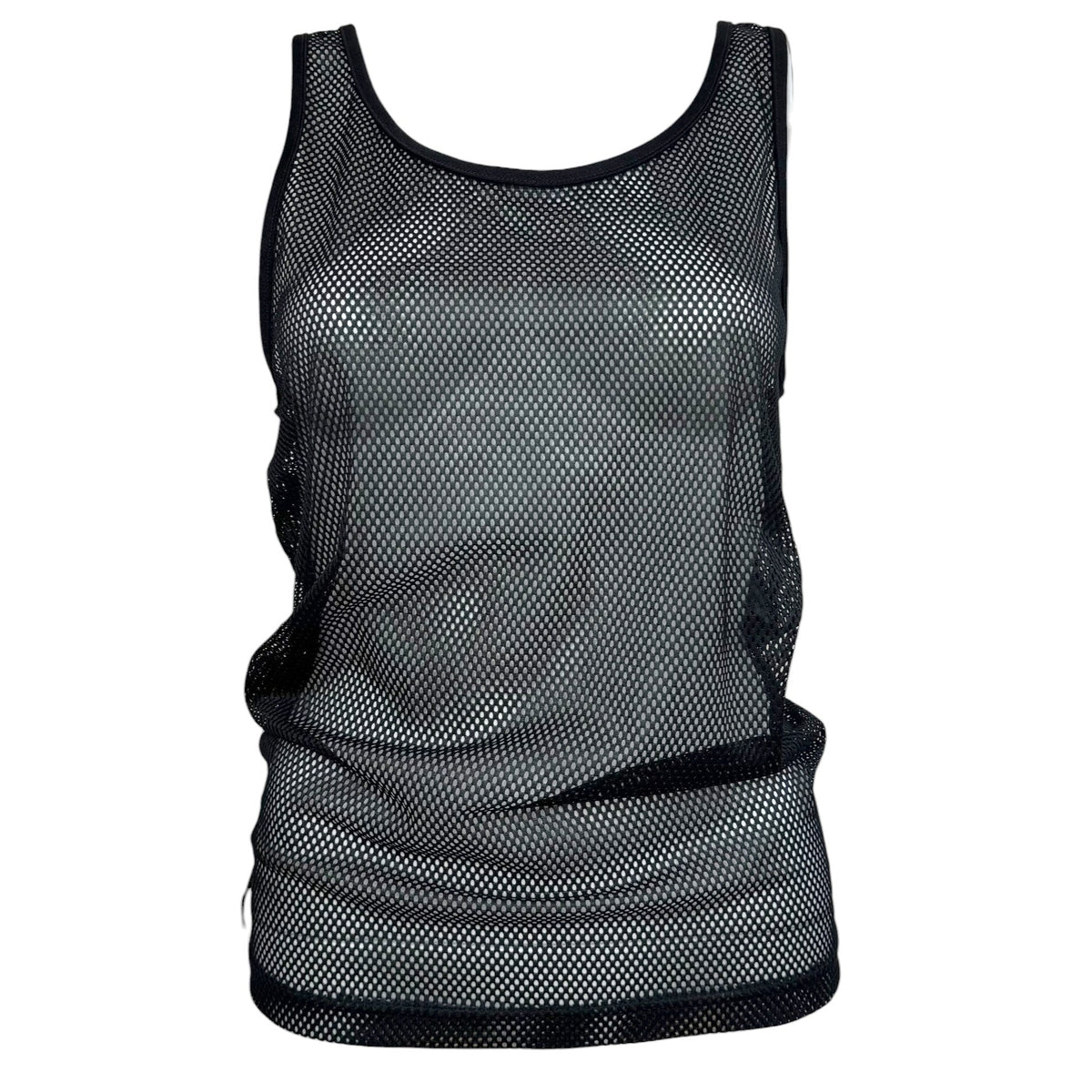 Chanel Black Mesh Logo Back Tank Top