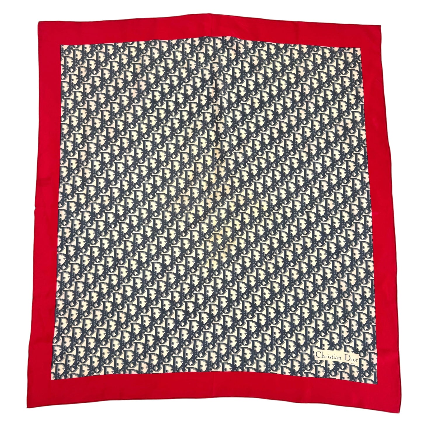 Christian Dior Gray & Red Monogram Trotter Silk Square Scarf