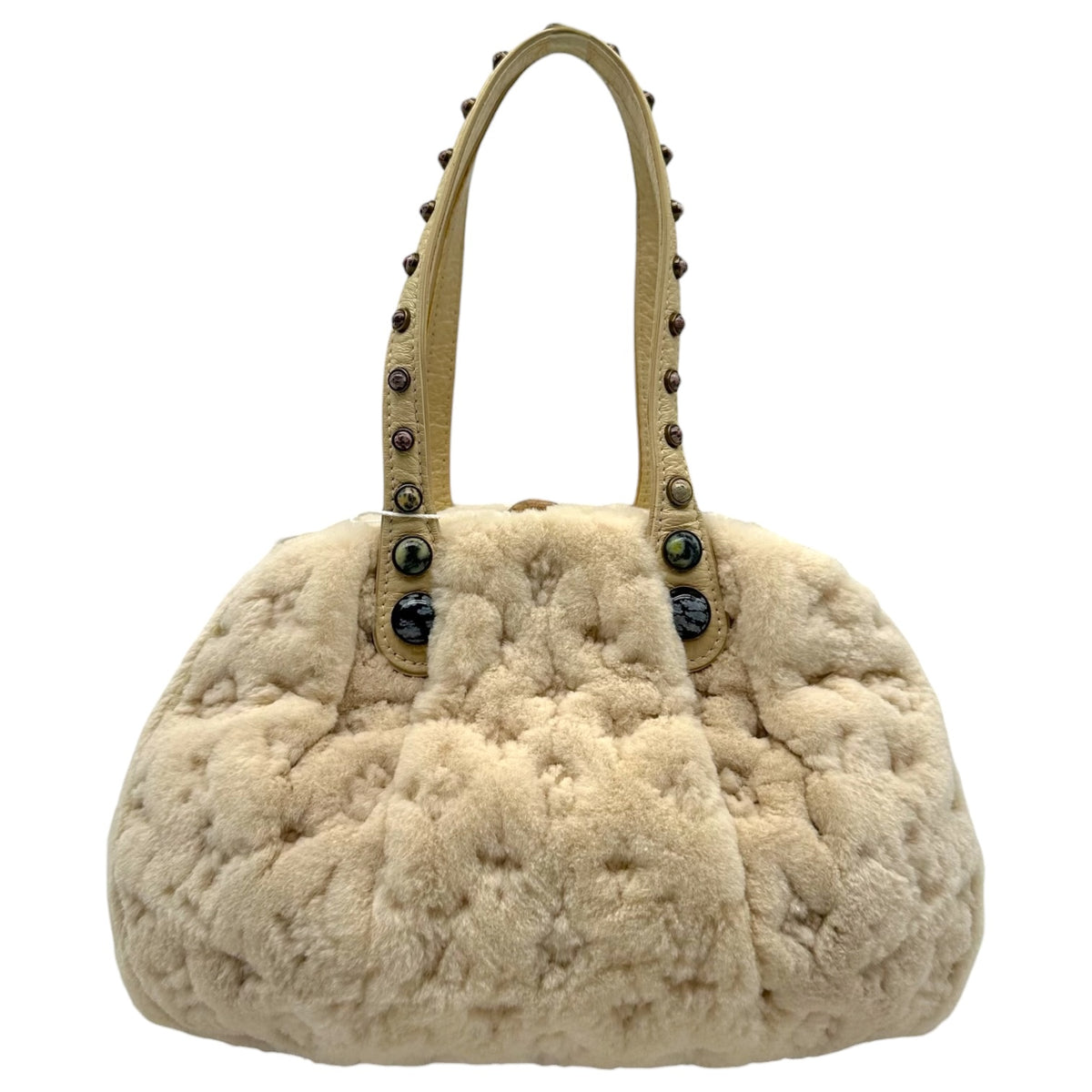 Louis Vuitton Ivory Mink Demi Lune Bag with Monogram