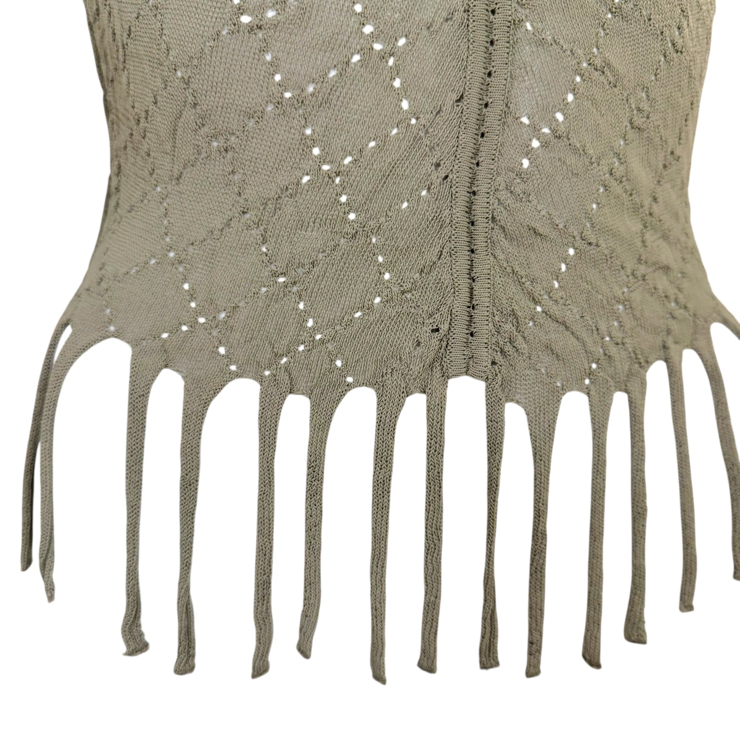 Christian Dior S/S 2001 Gray Open Knit Fringe Trim Tank Top - Outfit Repeater