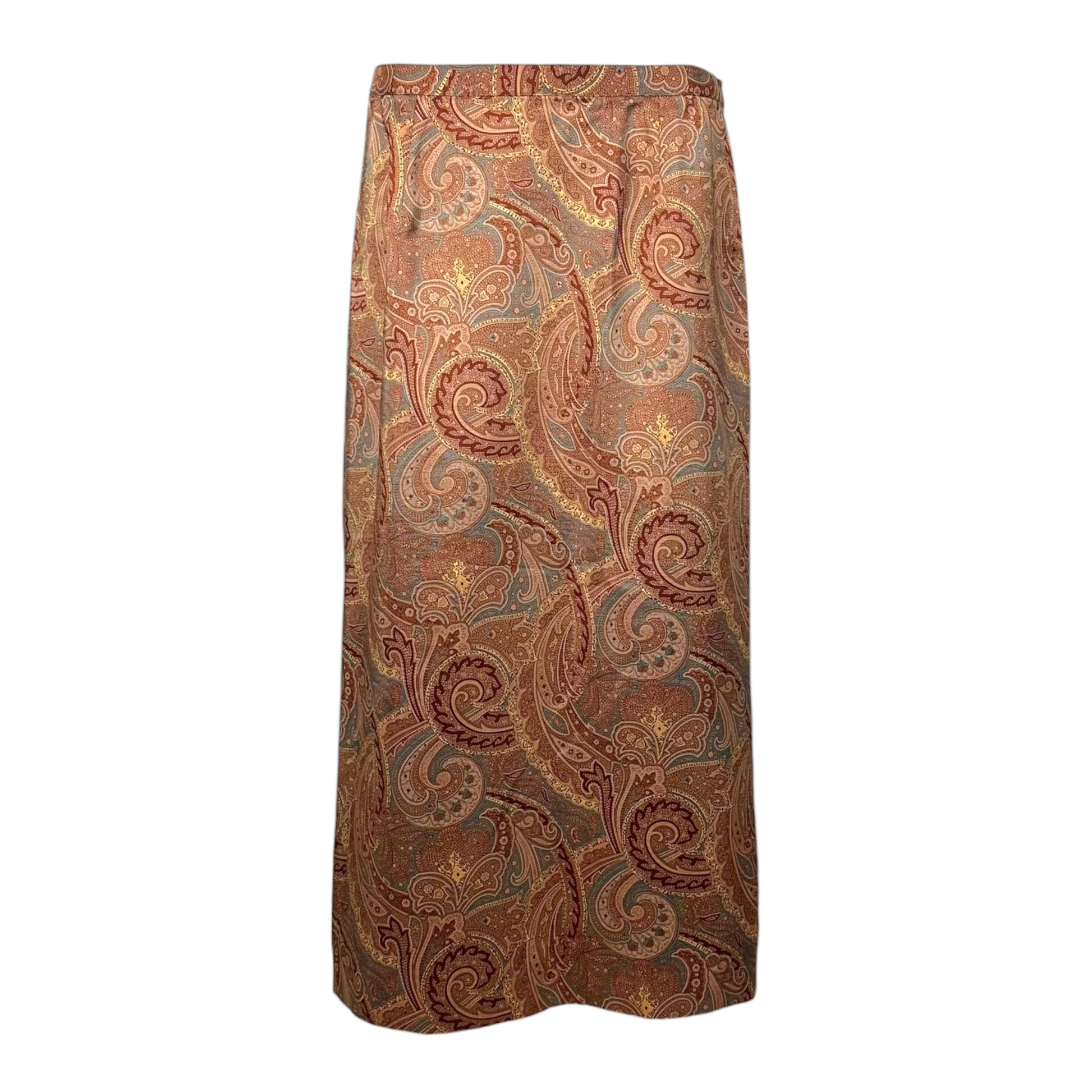 Burberry London Silk Blend Low Rise Paisley Printed Midi Skirt - Outfit Repeater