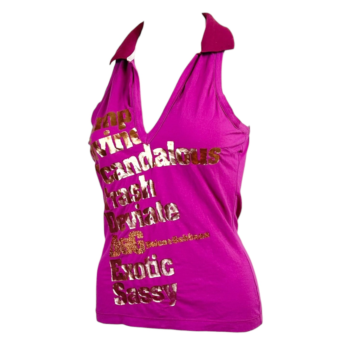 D&G Dolce & Gabbana Purple & Gold Word Tank