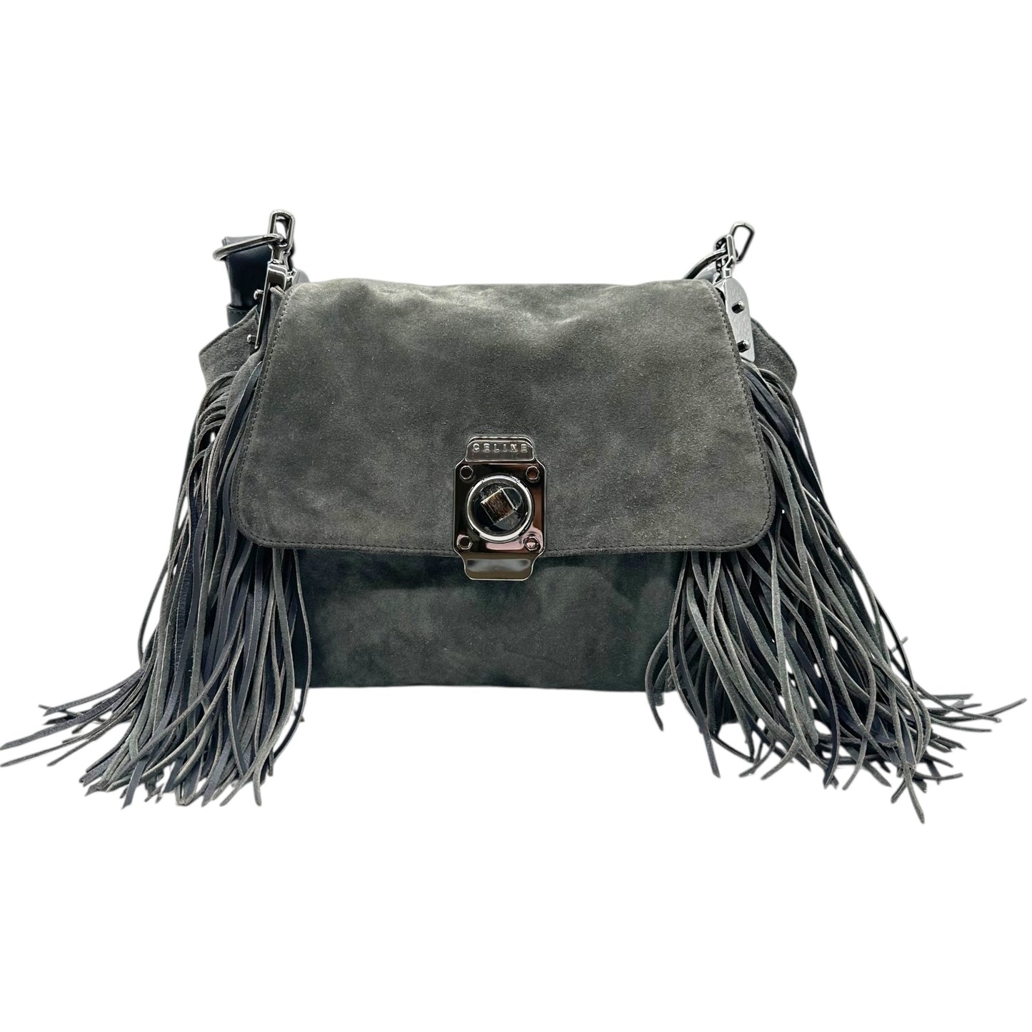 Celine Gray Suede Fringe Bag