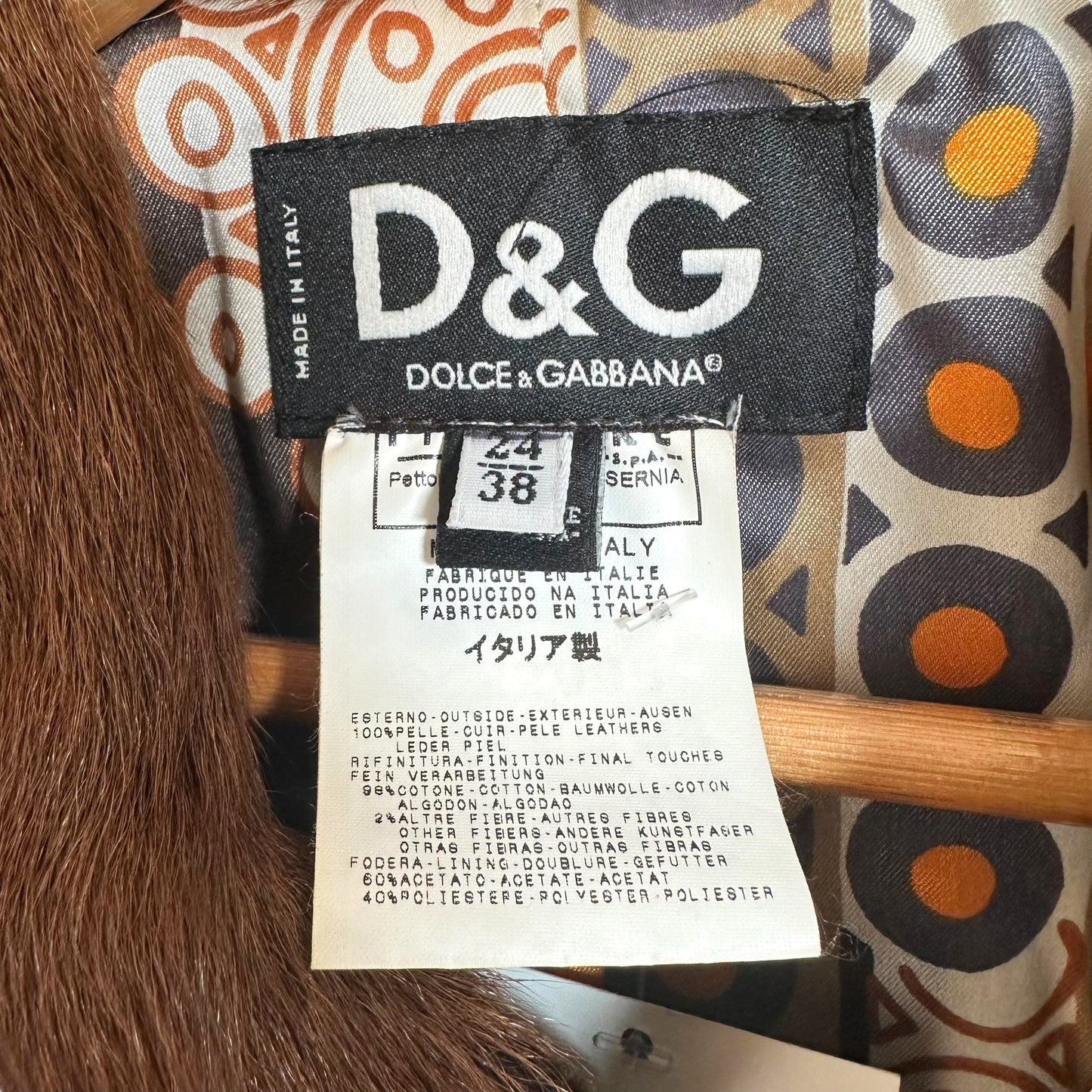D&G Dolce & Gabbana Brown Fur & Corduroy Jacket