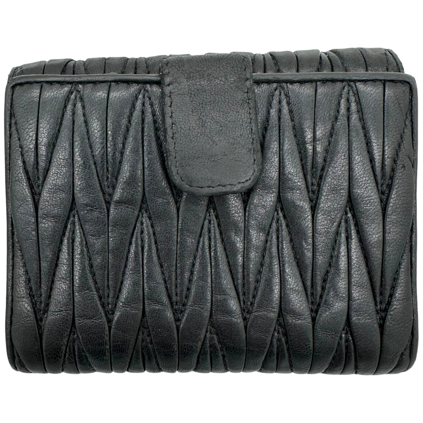 Miu Miu Black Quilted Tri-Fold Wallet