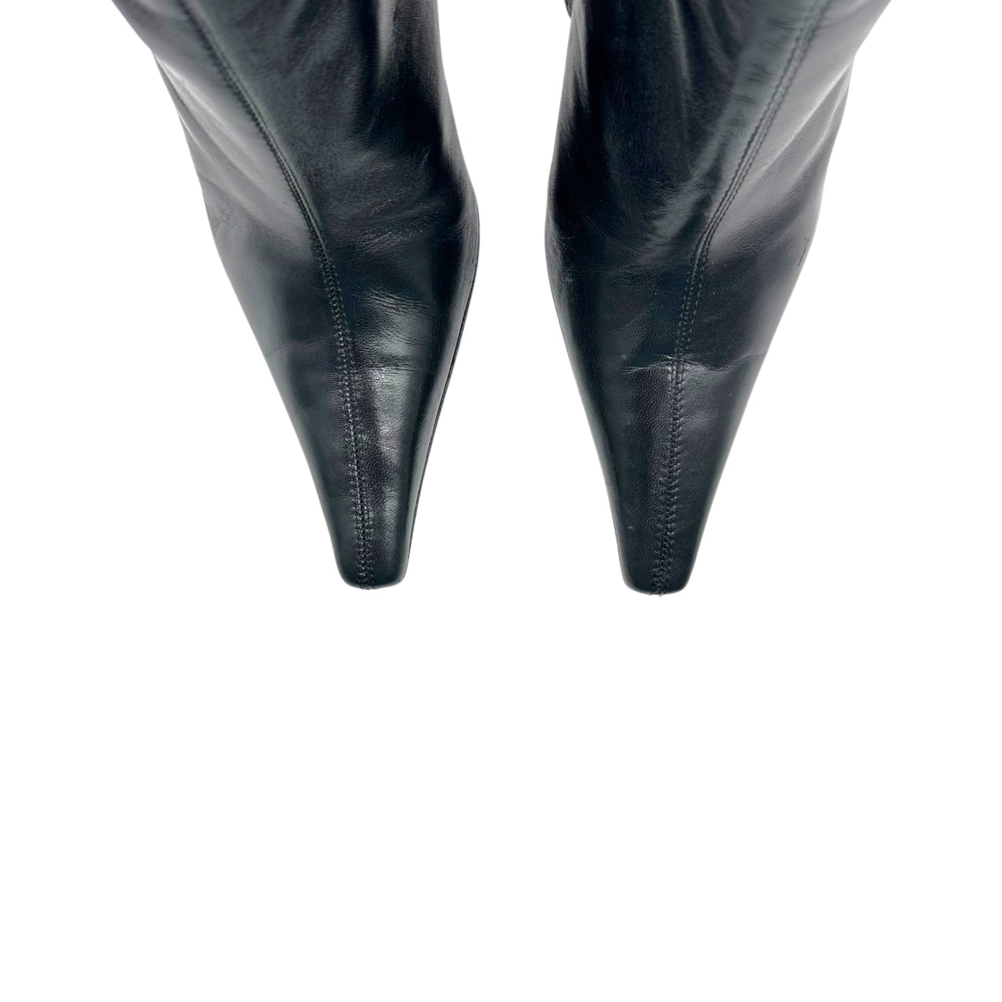 Dolce & Gabbana Black Knee High Pointed Toe Heeled Boots