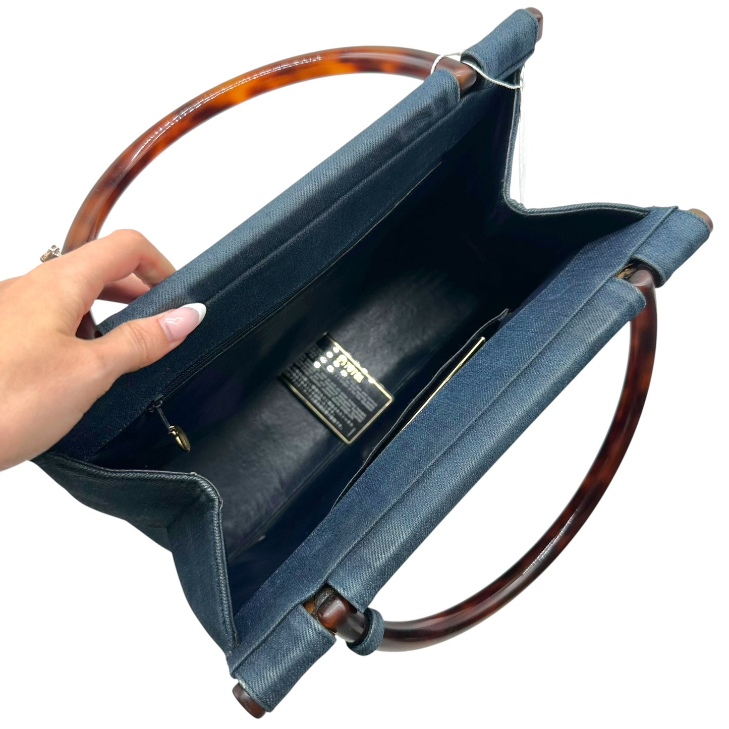 Chanel Blue Denim Tortoise Frame Handbag 1990s Vintage