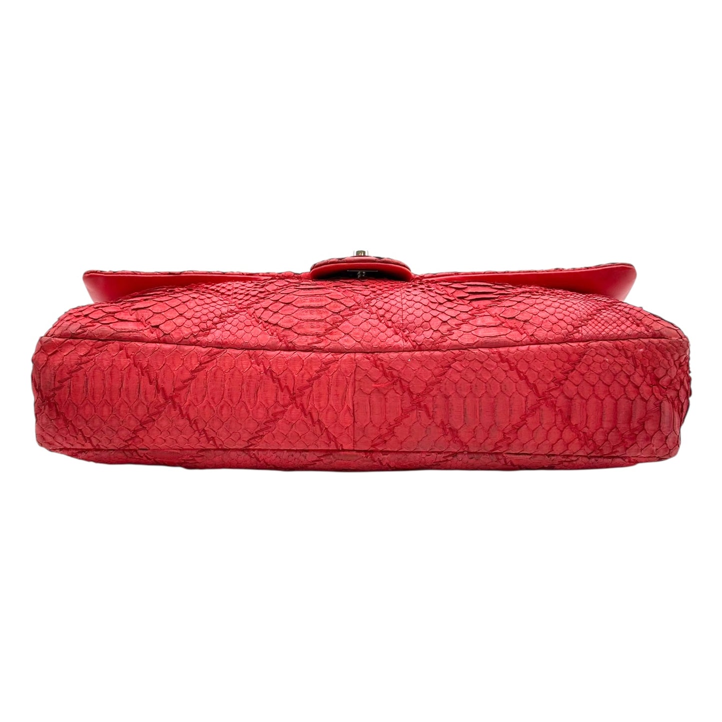 Chanel Cherry Red Python East-West Flap Bag