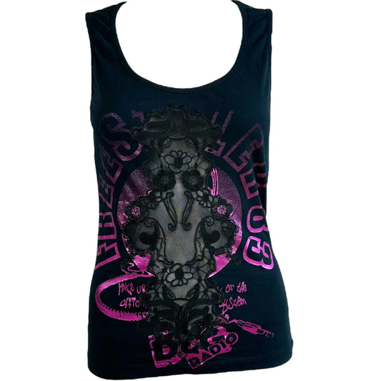 D&G Dolce & Gabbana 'D&G Radio' Lace Panel Graphic T-Shirt