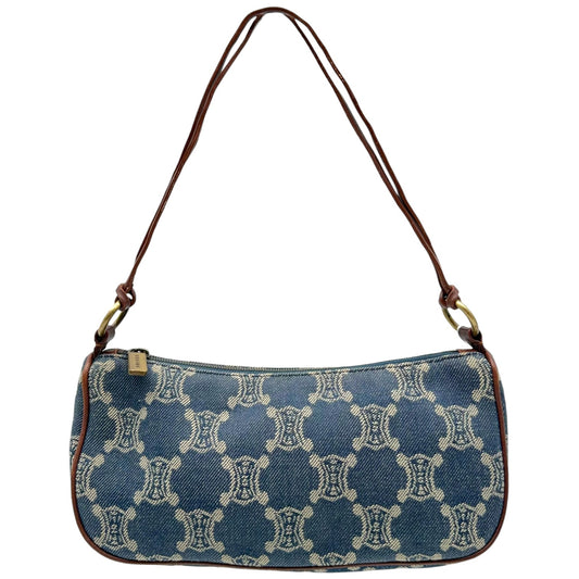 Celine Triomphe Monogram Blue Denim Pochette Bag
