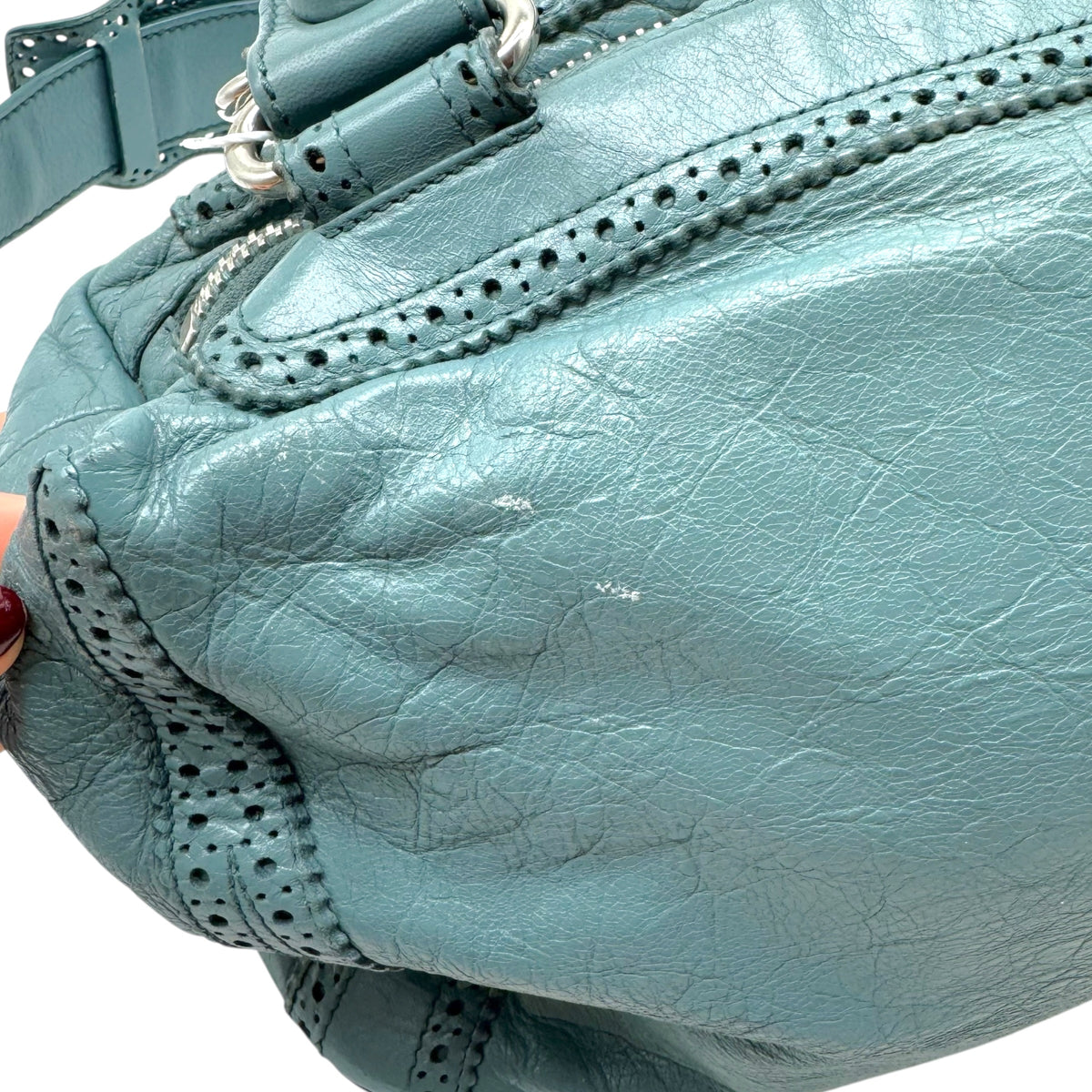 Balenciaga Dusty Blue Leather Giant City 2-Way Small Bowler Bag