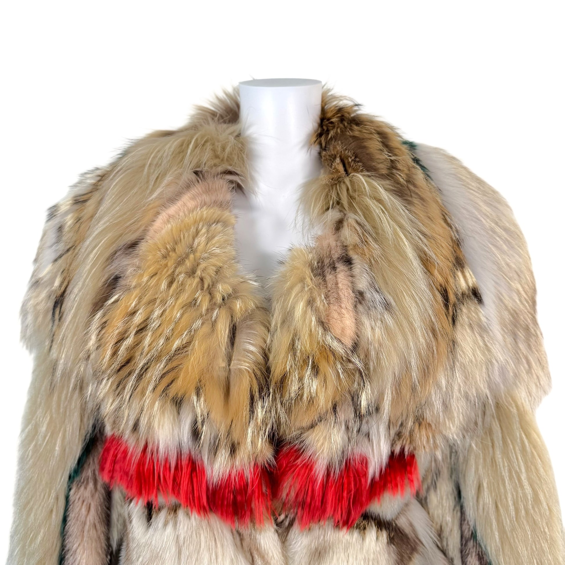 Roberto Cavalli Fur Coat Multicolor Patchwork Lynx Mink