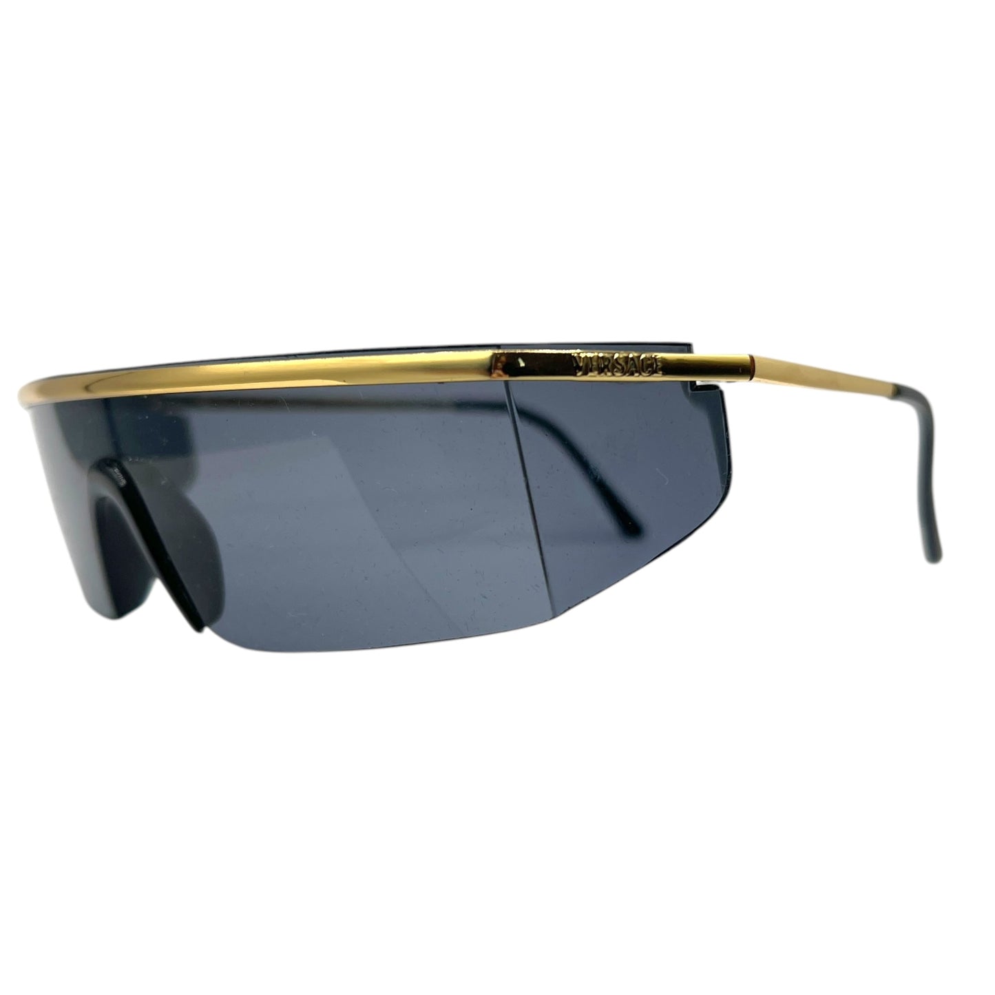 Versace N60 Black & Gold Shield Sunglasses w/ Case