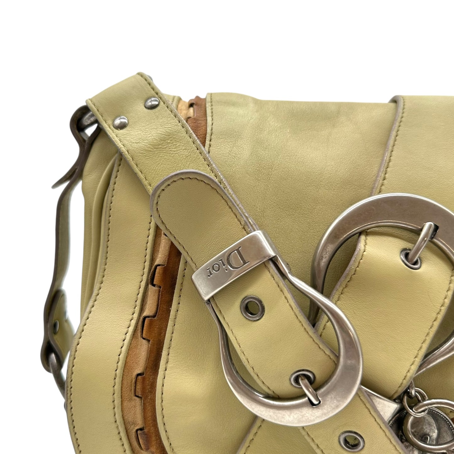 Christian Dior Ivory Leather Gaucho Shoulder Bag