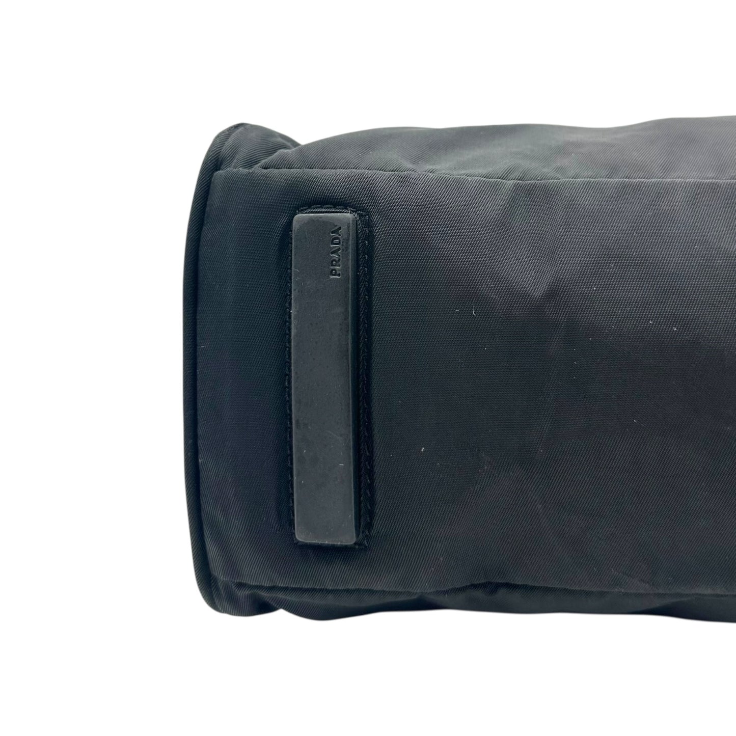 Prada Black Nylon East West Bowler Shoulder Bag