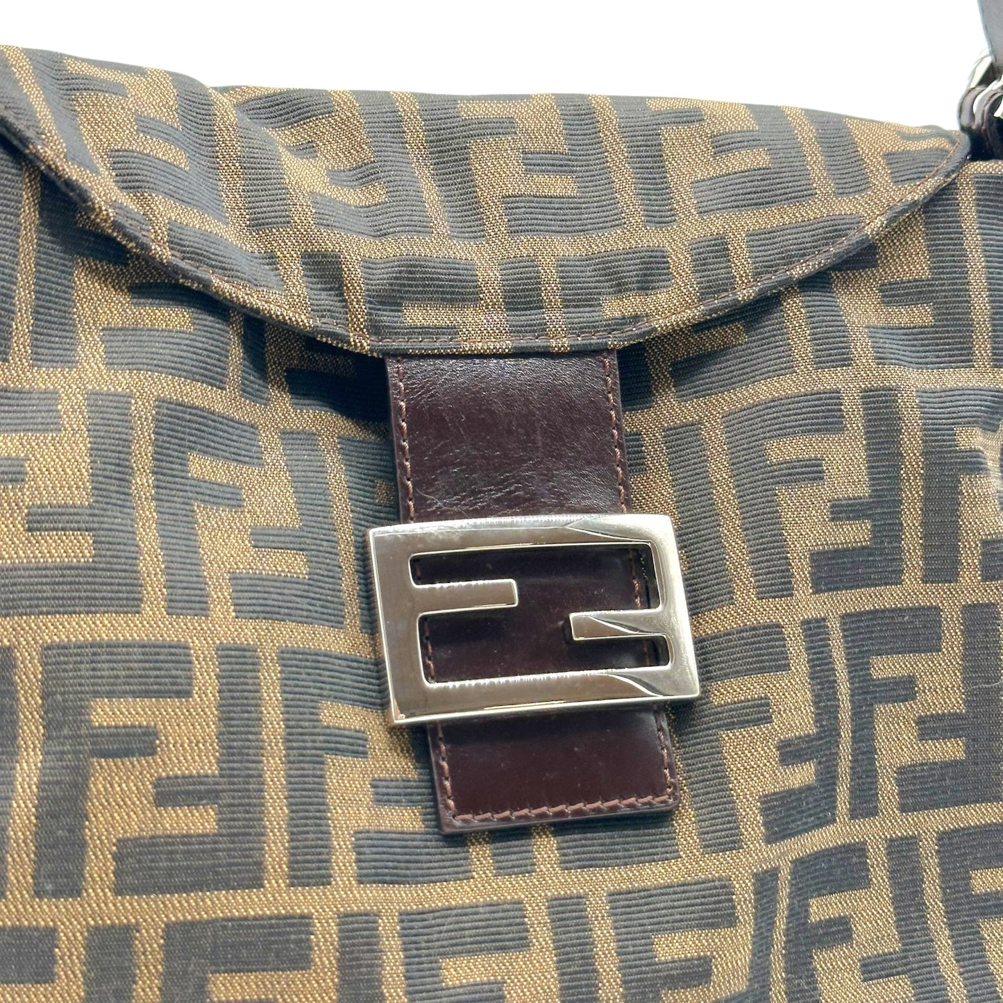 Fendi Monogram Square Fold-Over Baguette Bag