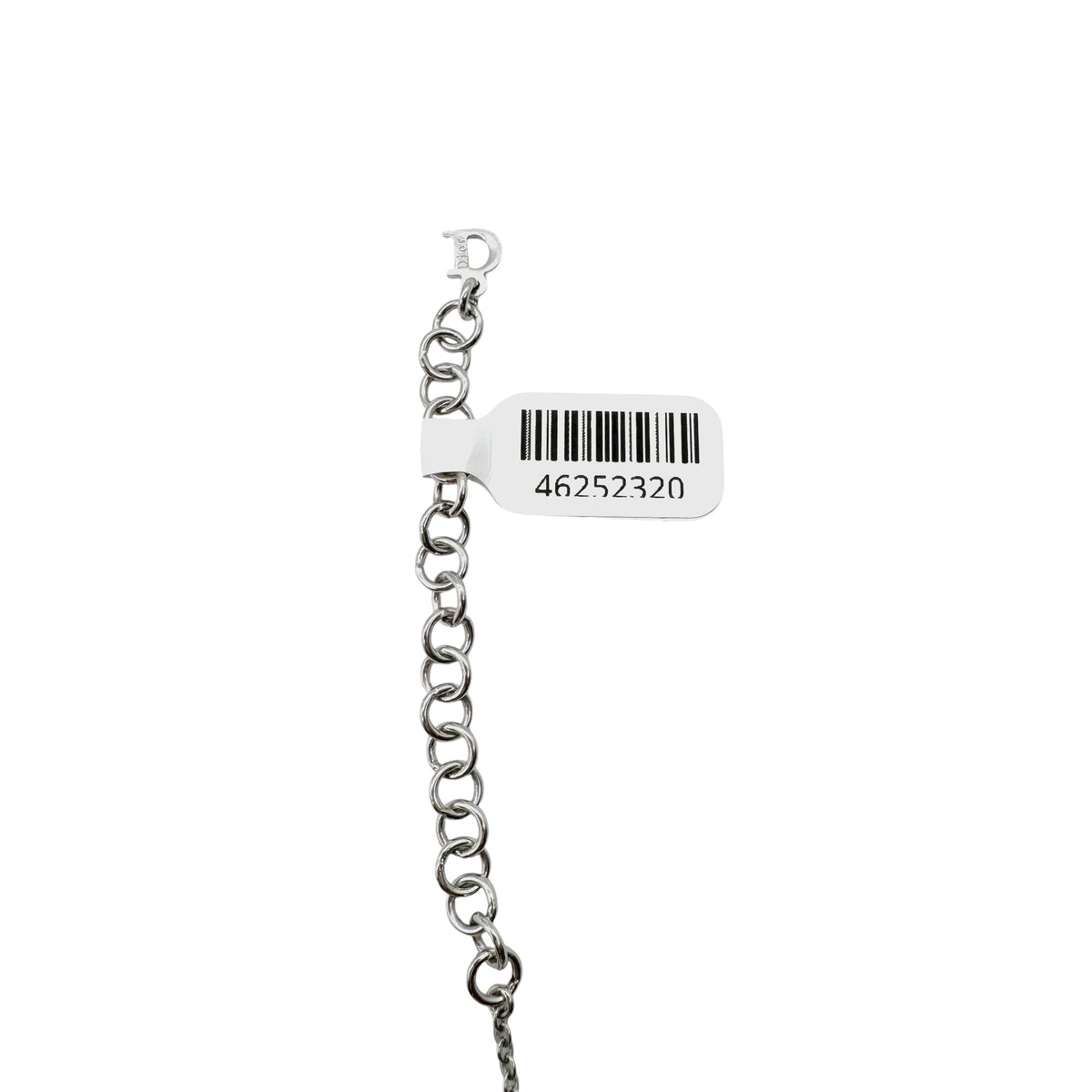 Christian Dior Silver Rhinestone Flower & Bow Logo Necklace