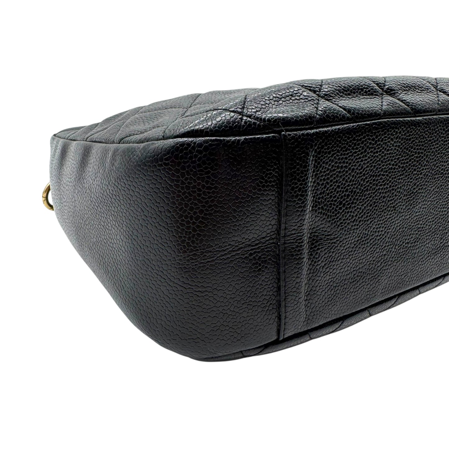 Chanel Black Caviar Leather Matelasse Quilted CC Logo Shoulder Bag 2004-05 - Outfit Repeater