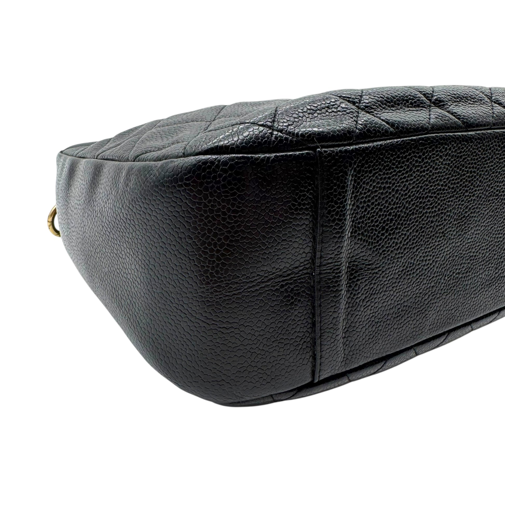 Chanel Black Caviar Leather Matelasse Quilted CC Logo Shoulder Bag 2004-05 - Outfit Repeater